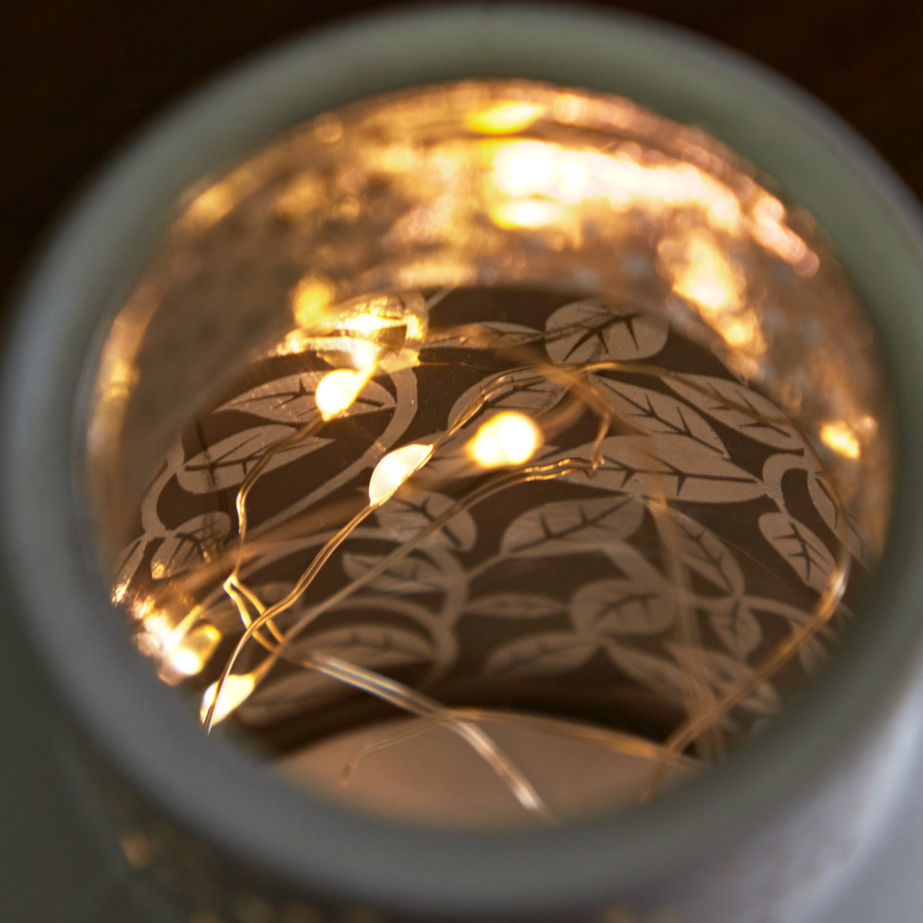 Evren Floral Cutwork Glass Lantern with LED Lights - 8x8x15 cm-hbxdecorandfurnishings-homeaccessories-lanterns-image-4