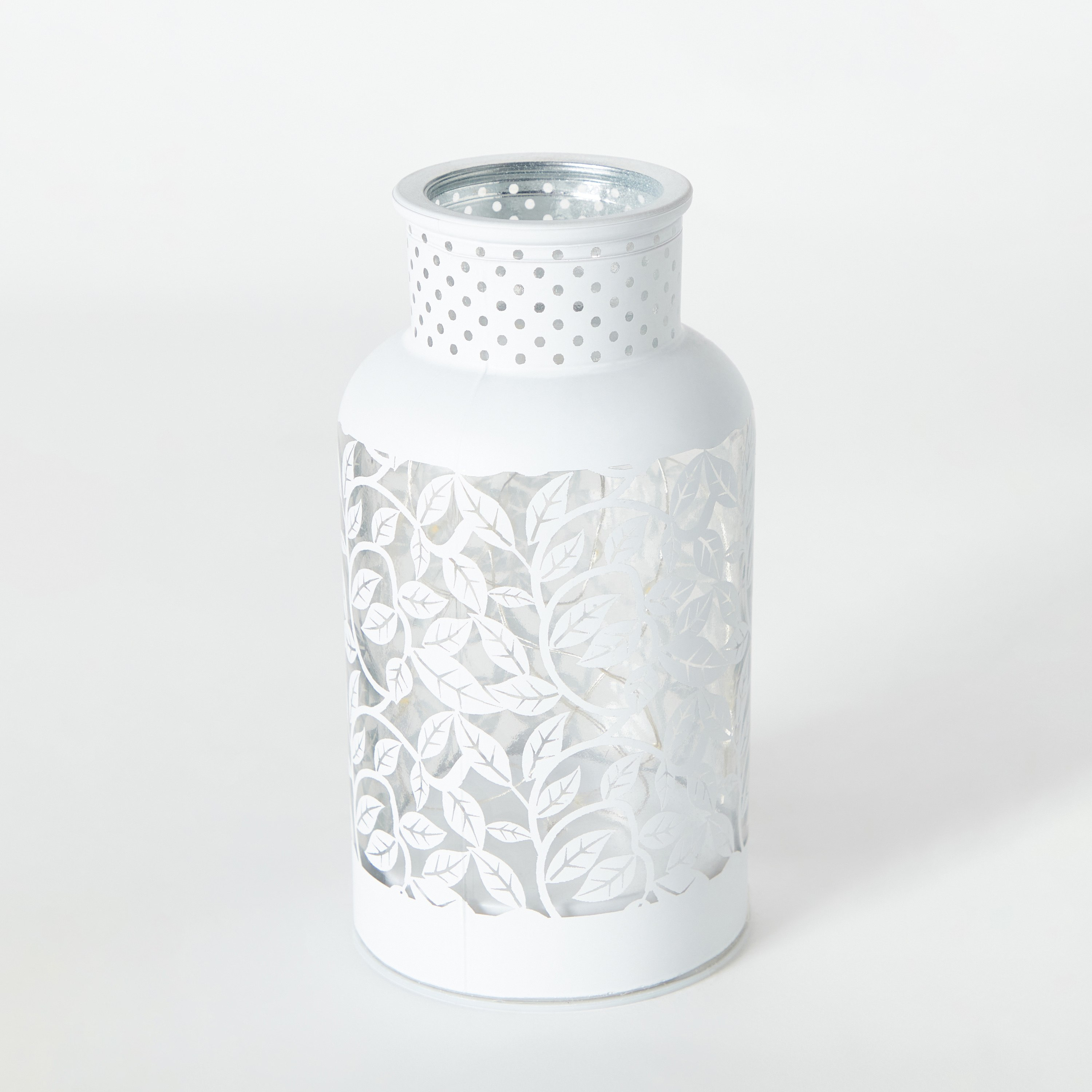 Evren Floral Cutwork Glass Lantern with LED Lights - 8x8x15 cm-hbxdecorandfurnishings-homeaccessories-lanterns-image-8
