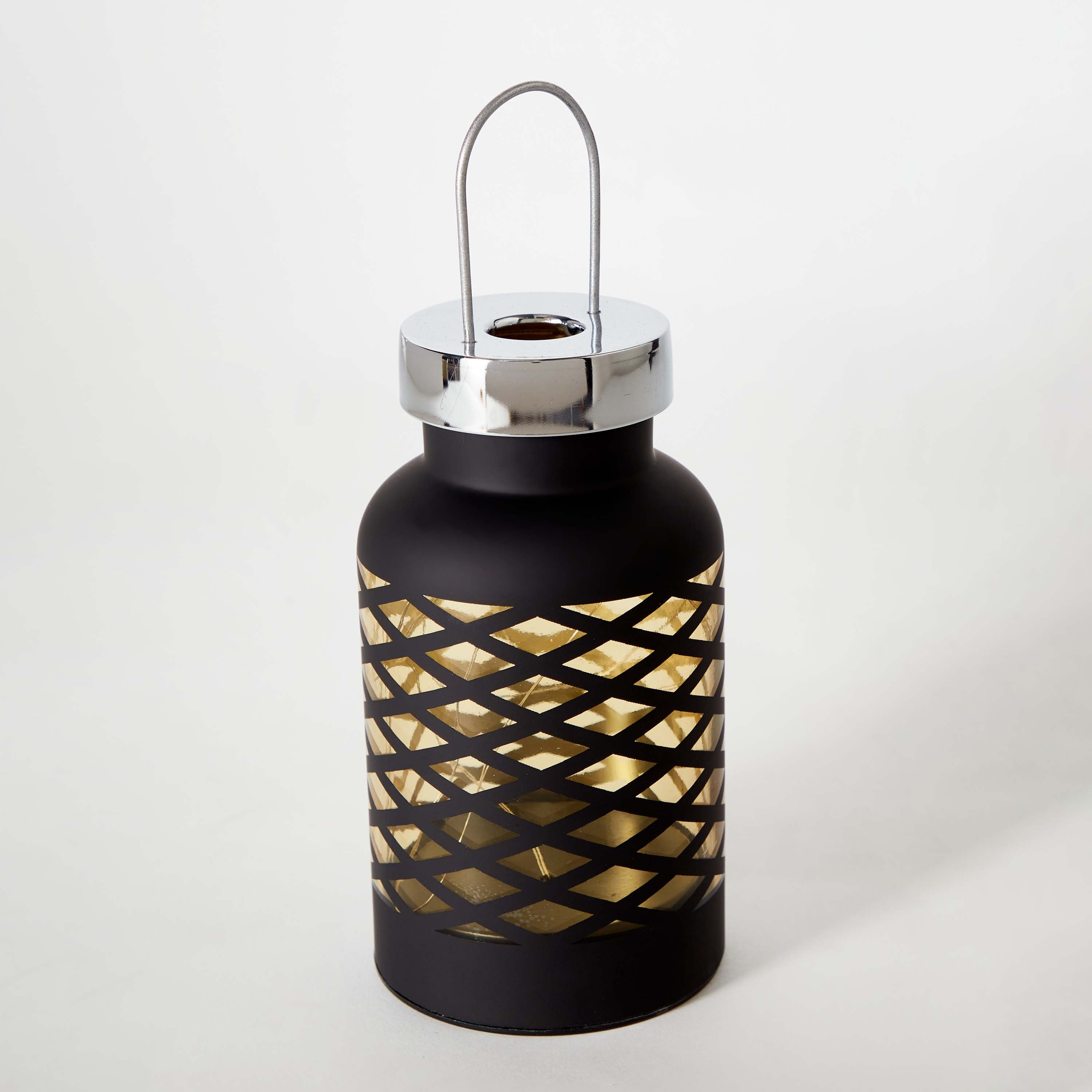 فانوس زجاجي بأضواء إل إي دي من إيفرين - 8x8x21 سم-hbxdecorandfurnishings-homeaccessories-lanterns-image-7