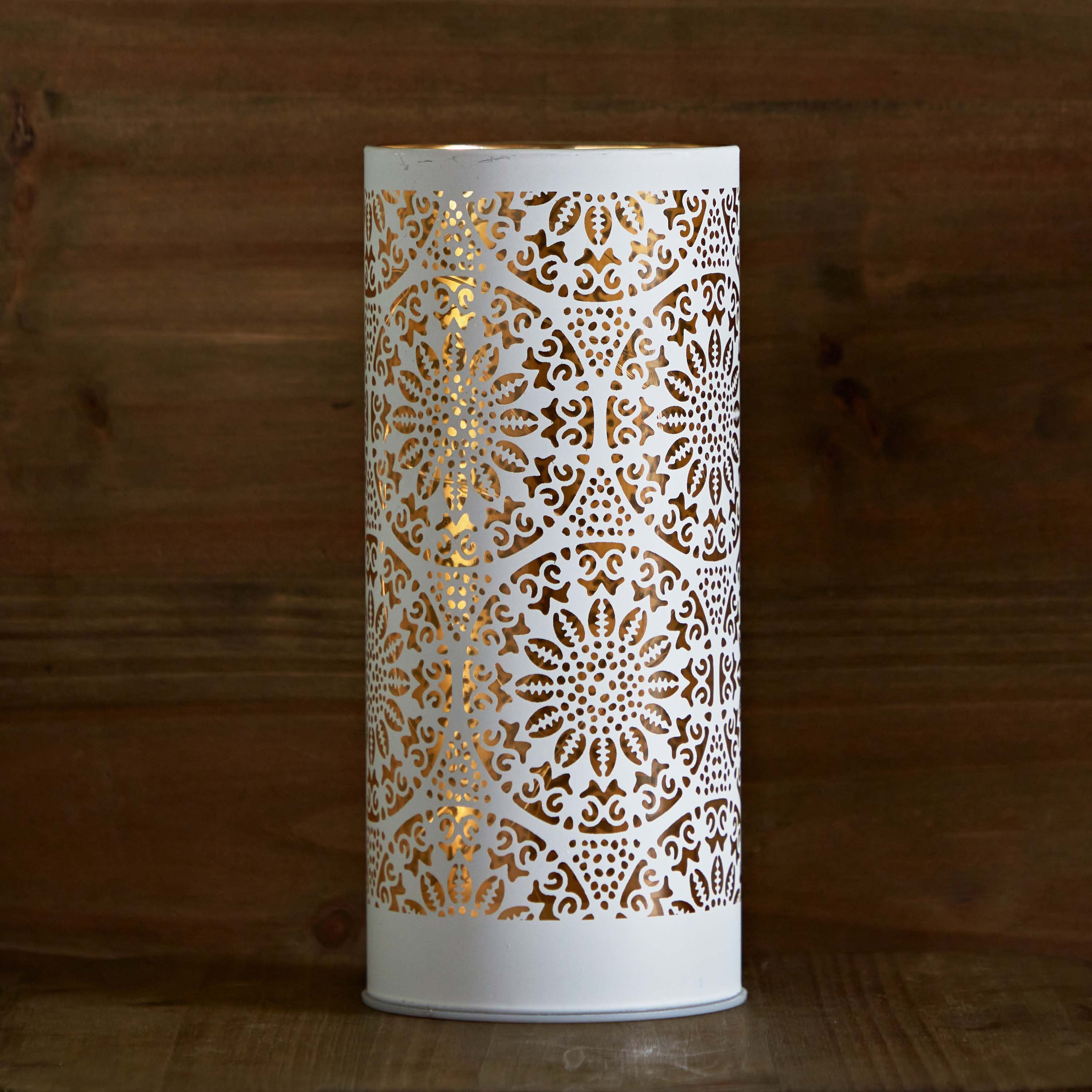 Evren Cutwork Glass Candleholder with LED Lights - 8x8x18 cm-hbxlivingroom-decorandaccessories-candleholders-image-2