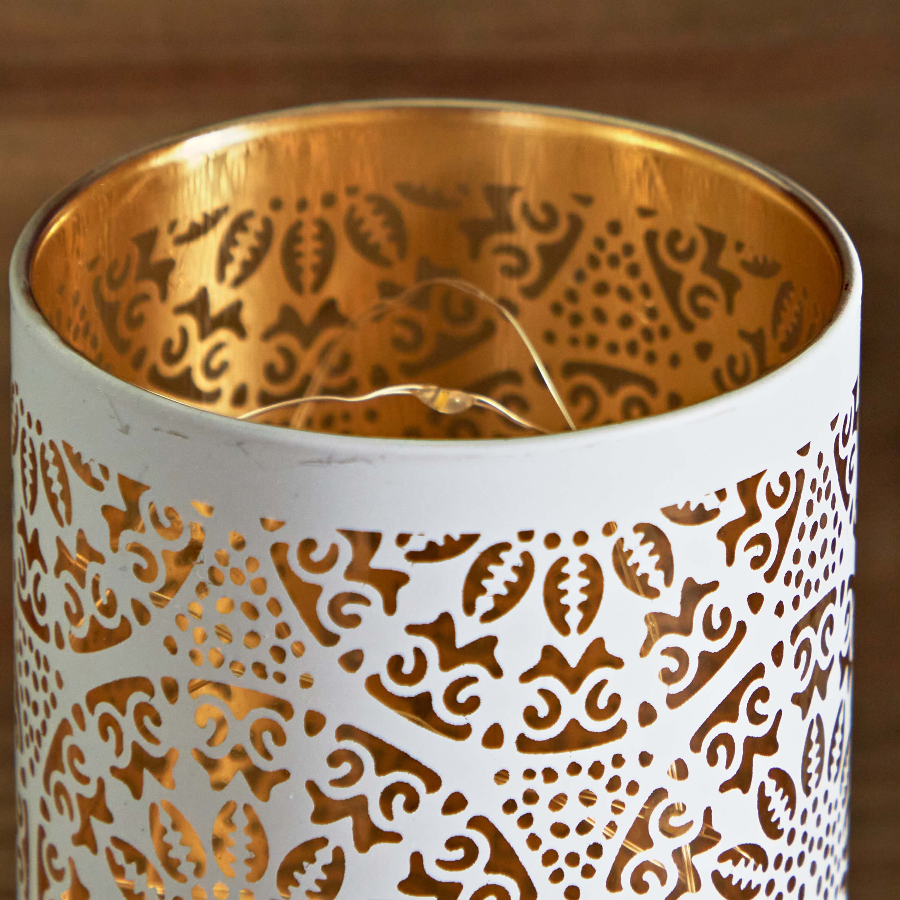 Evren Cutwork Glass Candleholder with LED Lights - 8x8x18 cm-hbxlivingroom-decorandaccessories-candleholders-image-3