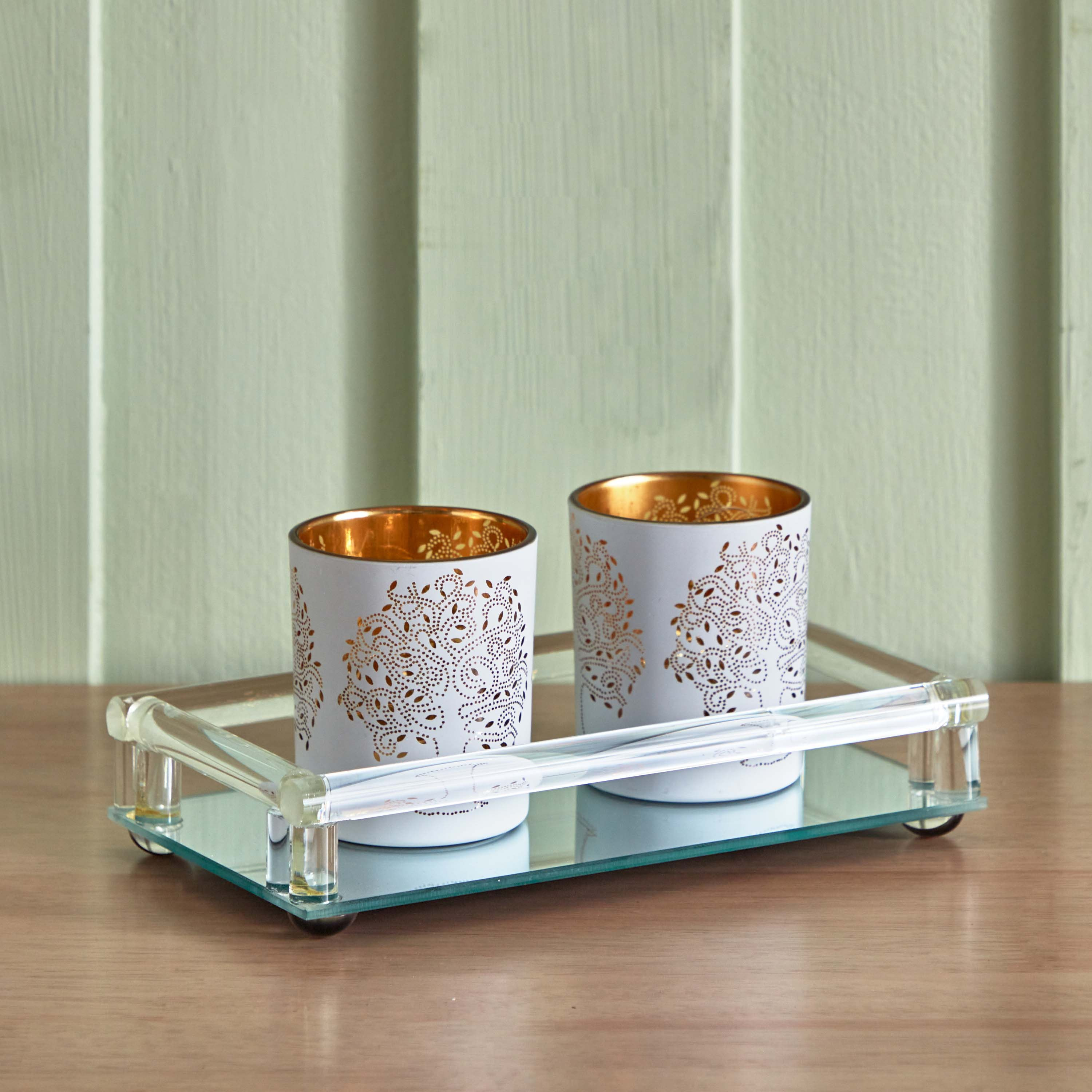 صحن زجاج مرآة بمقابض زجاج من إيفرين - 22x12x4.5 سم-hbxlivingroom-decorandaccessories-candleholders-image-2