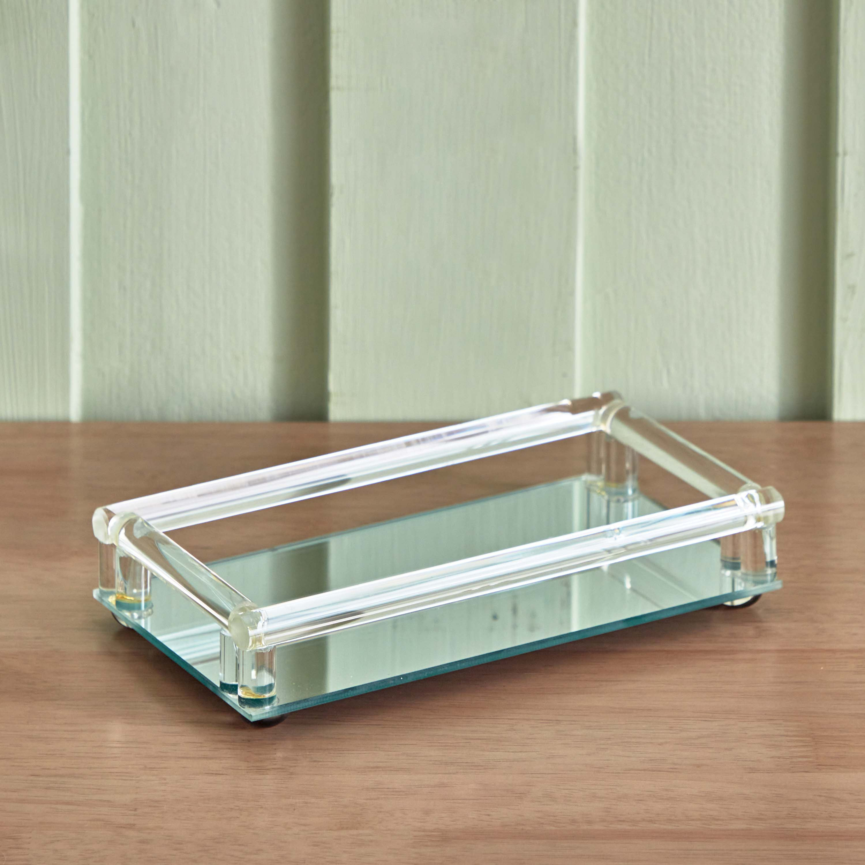 صحن زجاج مرآة بمقابض زجاج من إيفرين - 22x12x4.5 سم-hbxlivingroom-decorandaccessories-candleholders-image-1