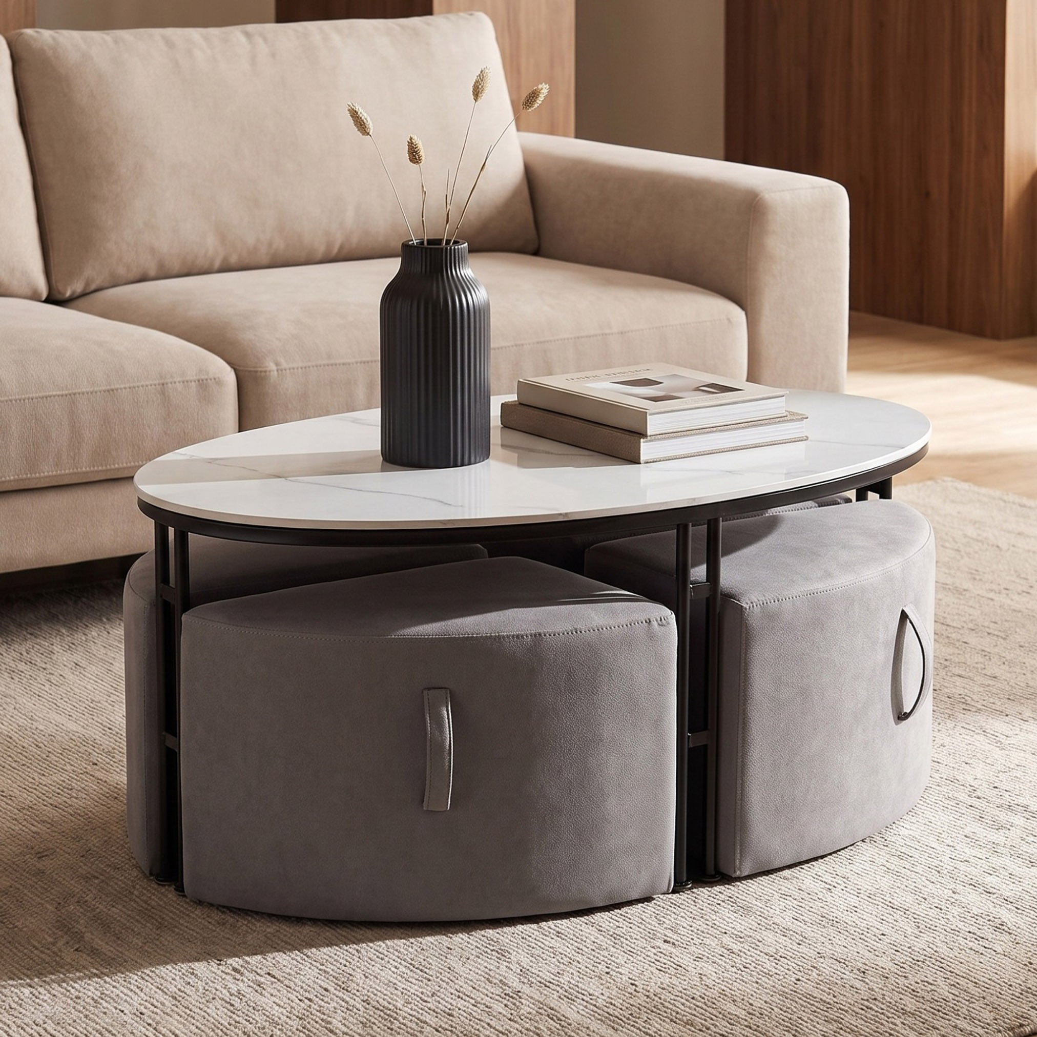 طاولة قهوة من الحجر الملبد و4 مقاعد من كومباكت-hbxlivingroom-tablesandstands-coffeetables-image-1