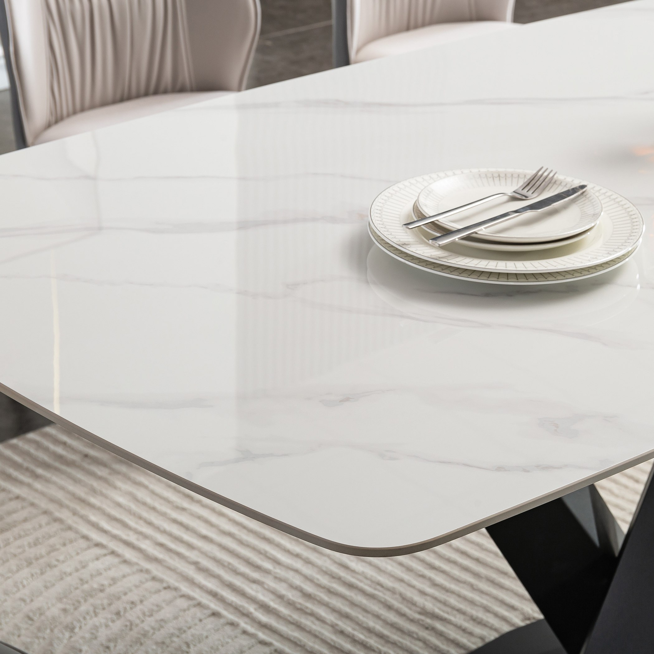 طقم سفرة من الحجر الملبد 6 مقاعد من بارون-hbxfurniture-diningtablesandsets-diningsets-sixseater-image-3