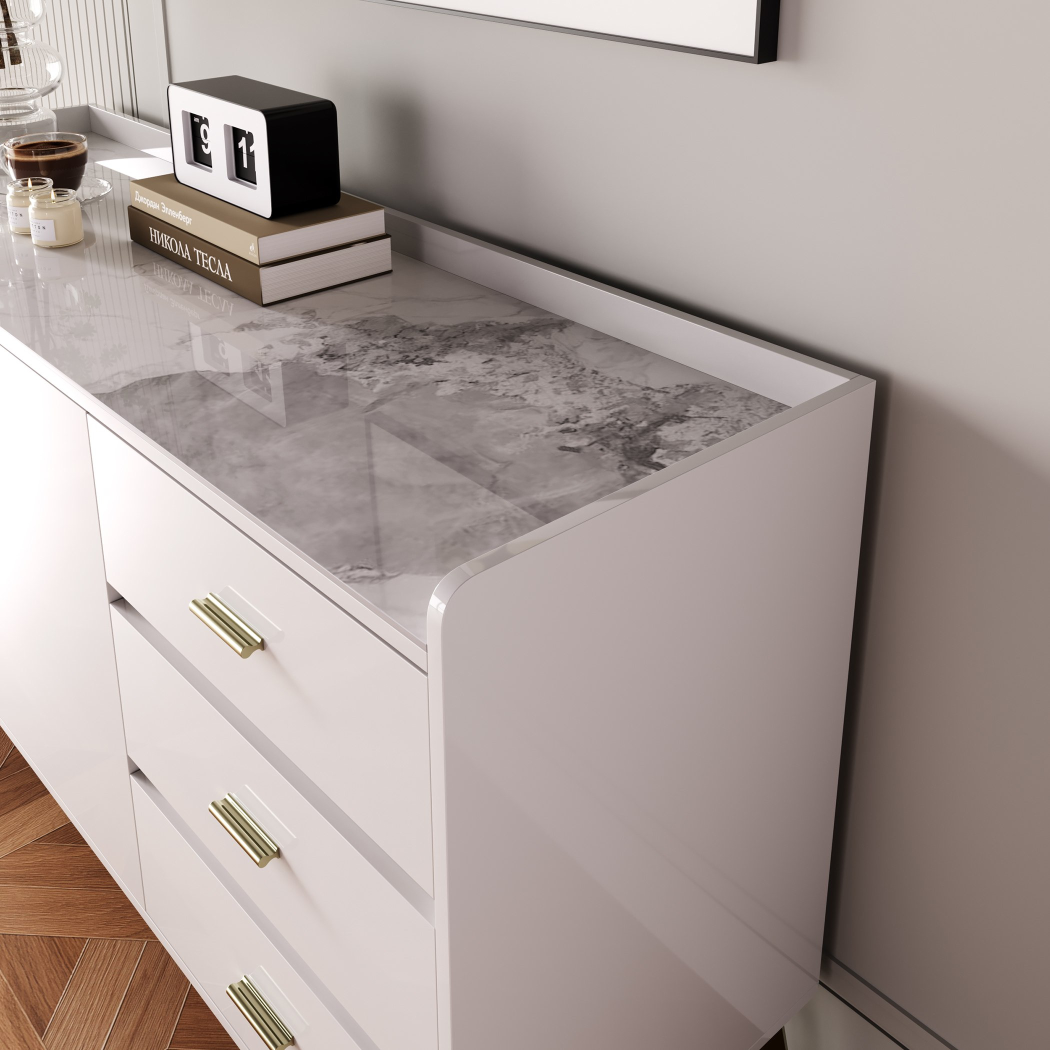 Pearl 2-Door 3-Drawer Sideboard with Sintered Stone Top-hbxfurniture-diningroom-buffetsandsideboards-image-2
