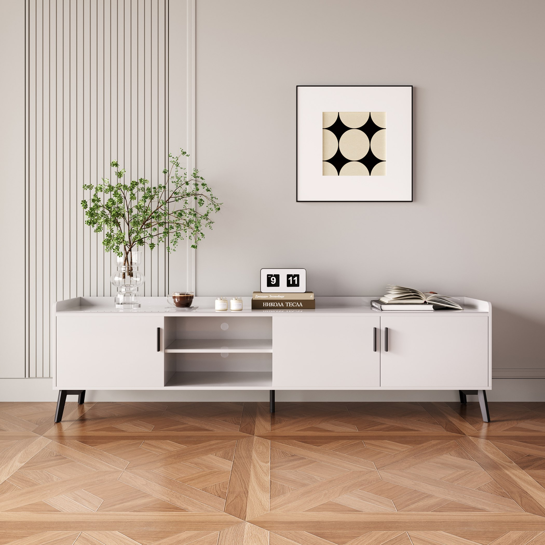 Marwell 2 Metre TV Unit with Sintered Stone Top for TVs up to 80 inches-hbxlivingroom-mediaunitsandstorage-tvunits-image-2