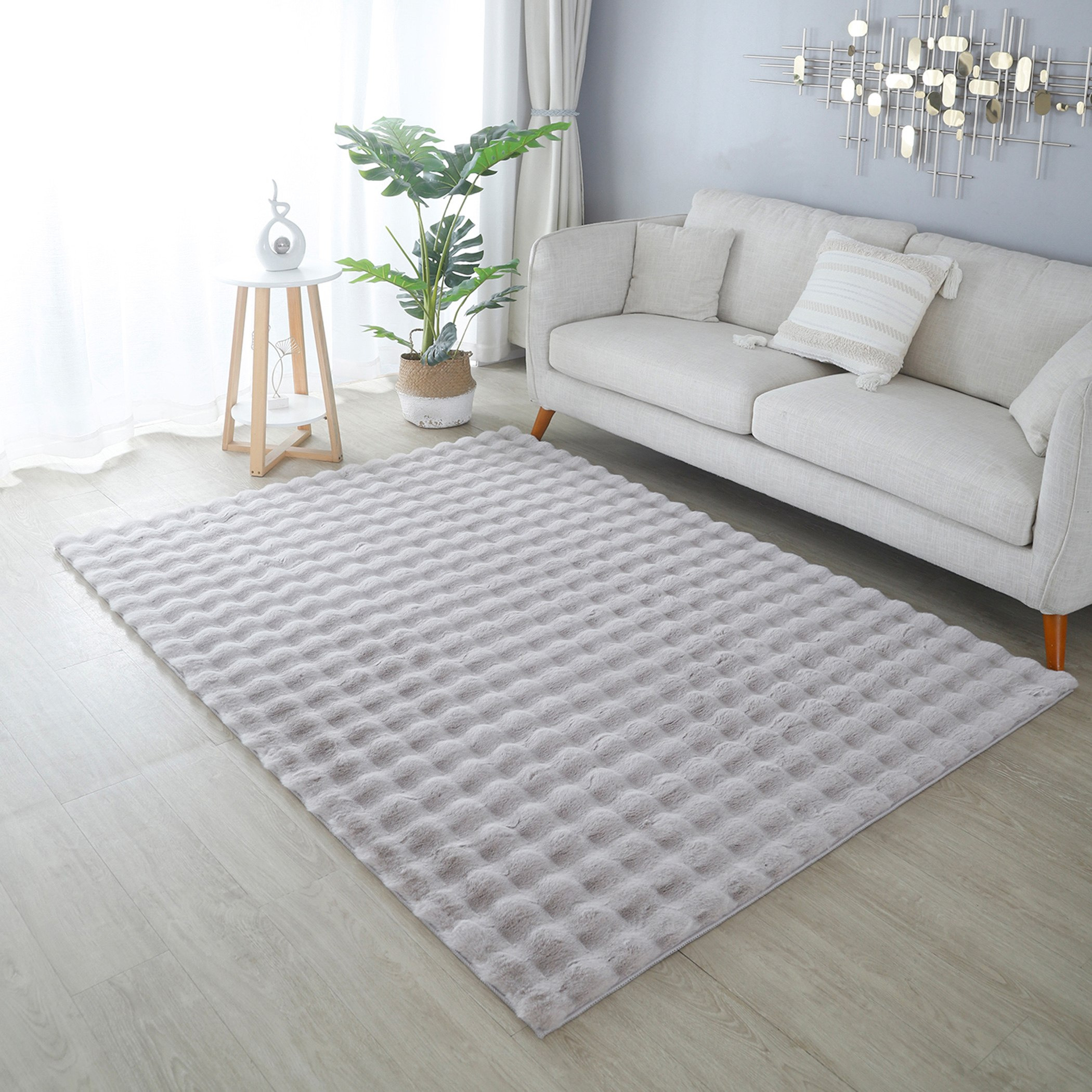 Elsdon Faux Rabbit Fur Rug - 150x200 cm-hbxdecorandfurnishings-floorcoverings-rugs-image-1