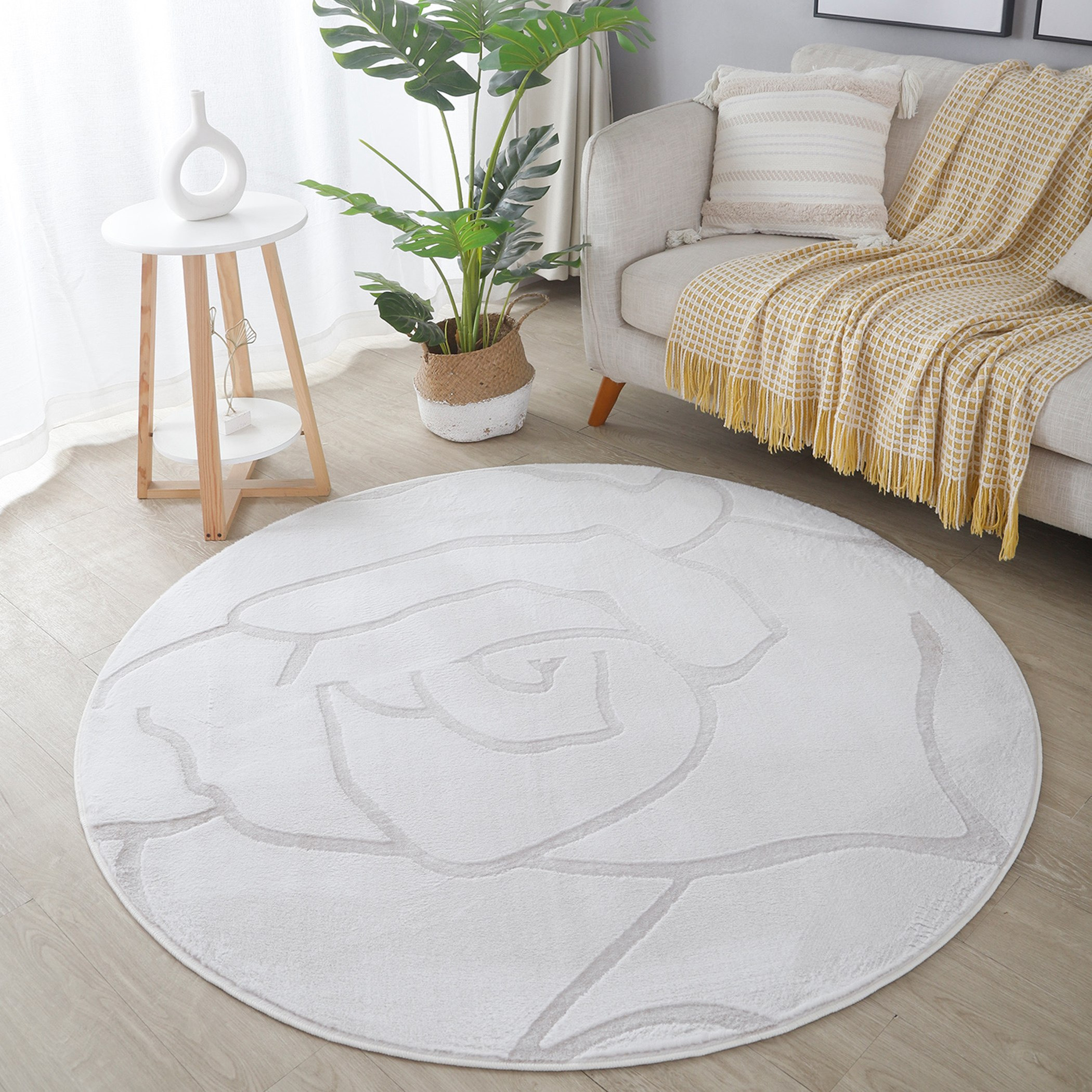 سجادة فرو صناعي مستديرة من نياس - 150 سم-hbxdecorandfurnishings-floorcoverings-rugs-image-1