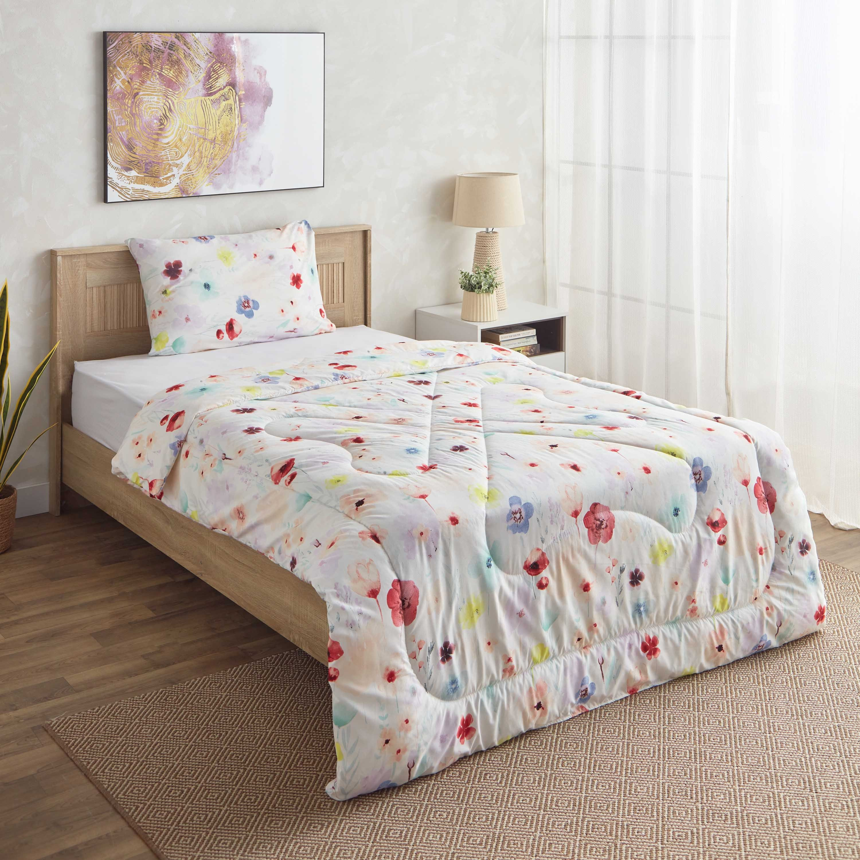 طقم لحاف توين ألياف دقيقة قطعتين من فلورا  - 160x220 سم-hbxkidsandyouth-beddingandfurnishings-comfortersets-image-1