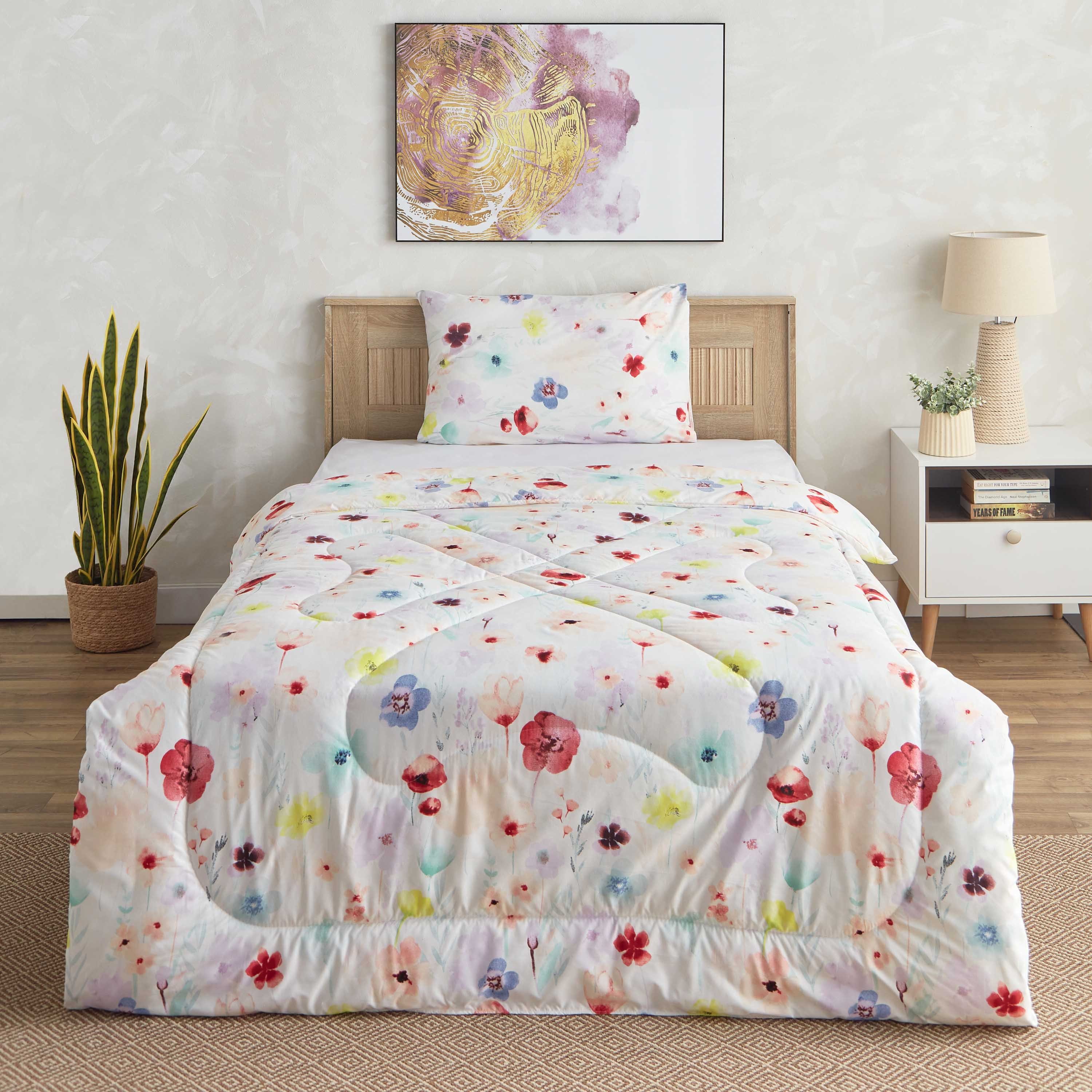 طقم لحاف توين ألياف دقيقة قطعتين من فلورا  - 160x220 سم-hbxkidsandyouth-beddingandfurnishings-comfortersets-image-2