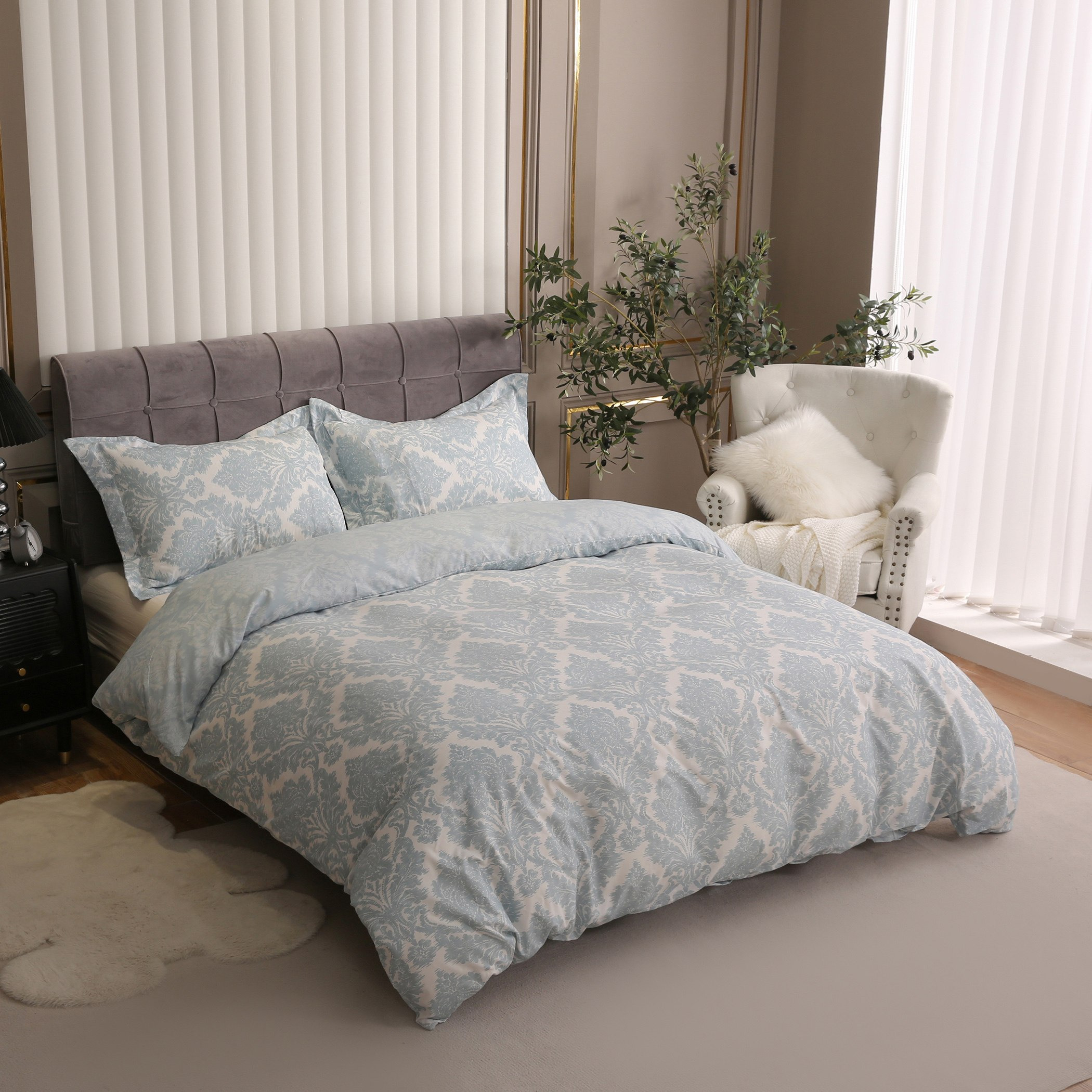 Damascus Printed 3-Piece Microfibre Twin Duvet Cover Set - 150x220 cm-hbxhomeware-hbxdecorandfurnishings-image-1