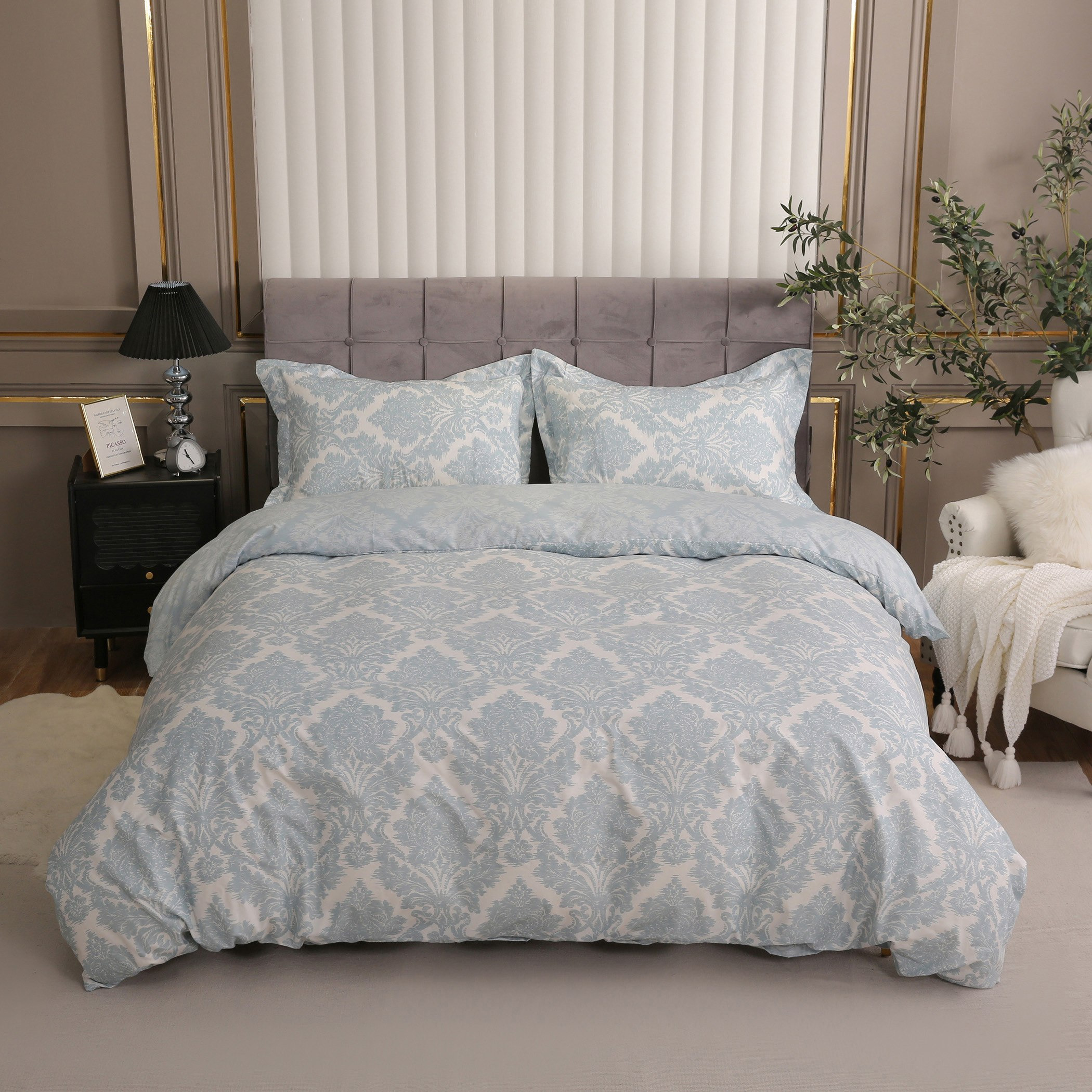 Damascus Printed 3-Piece Microfibre Twin Duvet Cover Set - 150x220 cm-hbxhomeware-hbxdecorandfurnishings-image-2