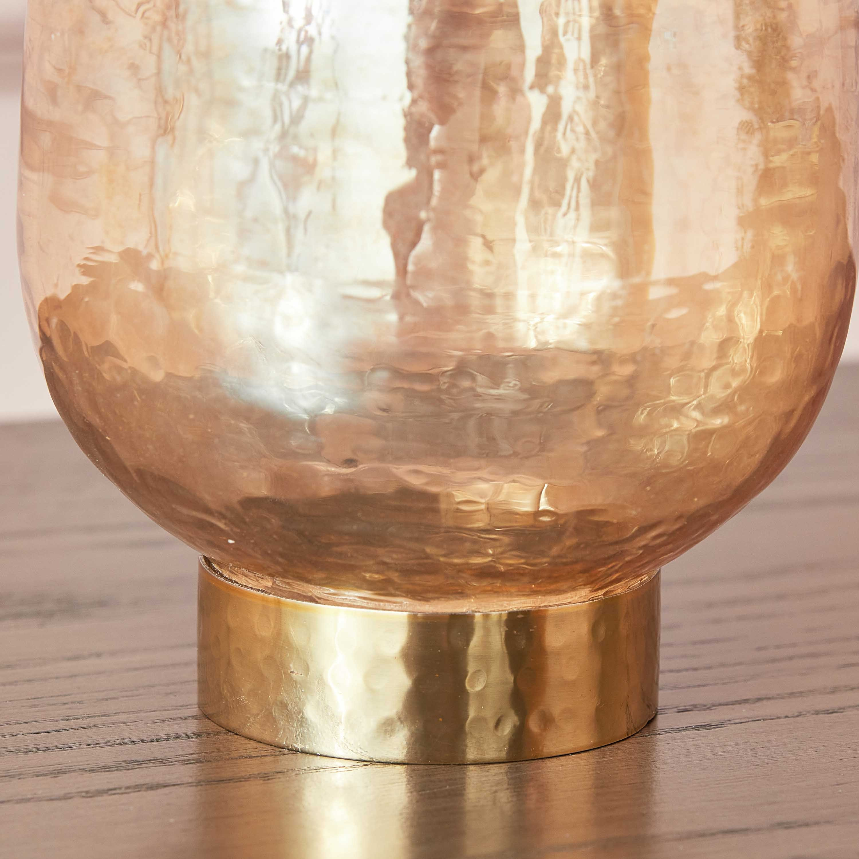 Tagus Lustre Amber Glass Hurricane Candleholder with Steel Ring - 11x11x15 cm-hbxlivingroom-decorandaccessories-candleholders-image-4