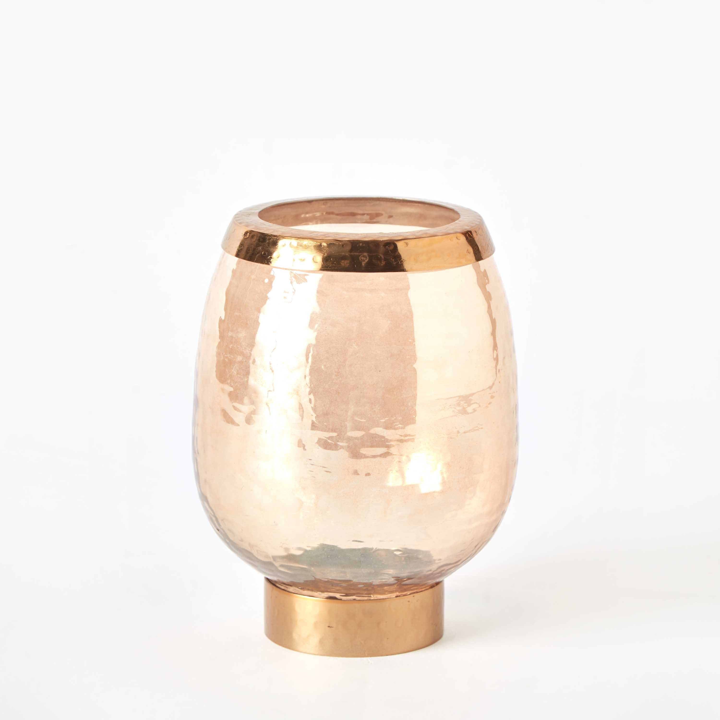 Tagus Lustre Amber Glass Hurricane Candleholder with Steel Ring - 11x11x15 cm-hbxlivingroom-decorandaccessories-candleholders-image-6