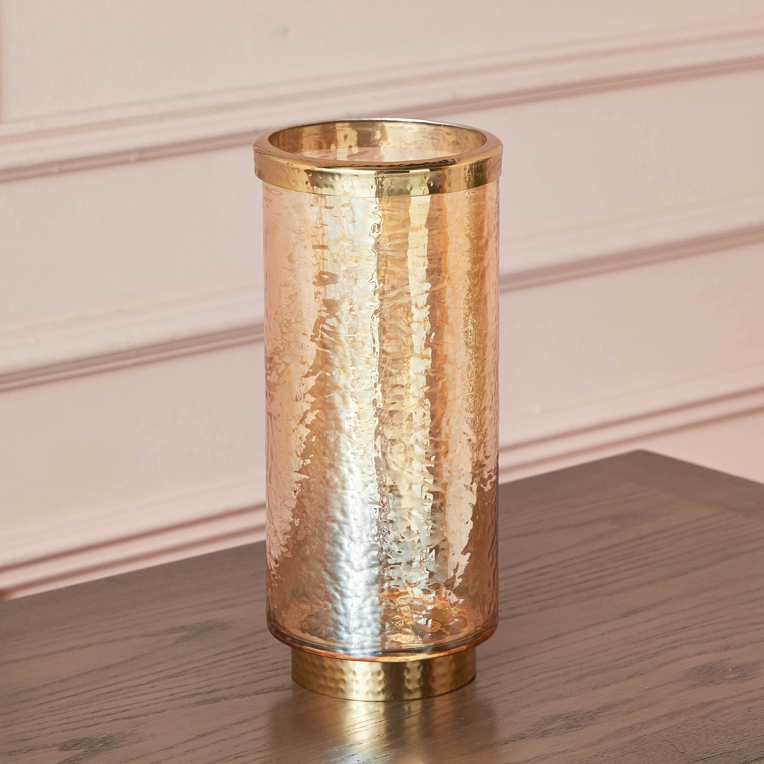 حامل شموع فانوس زجاجي مع حلقة ستيل لوستر من تاجوس - 13x13x30 سم-hbxlivingroom-decorandaccessories-candleholders-image-2