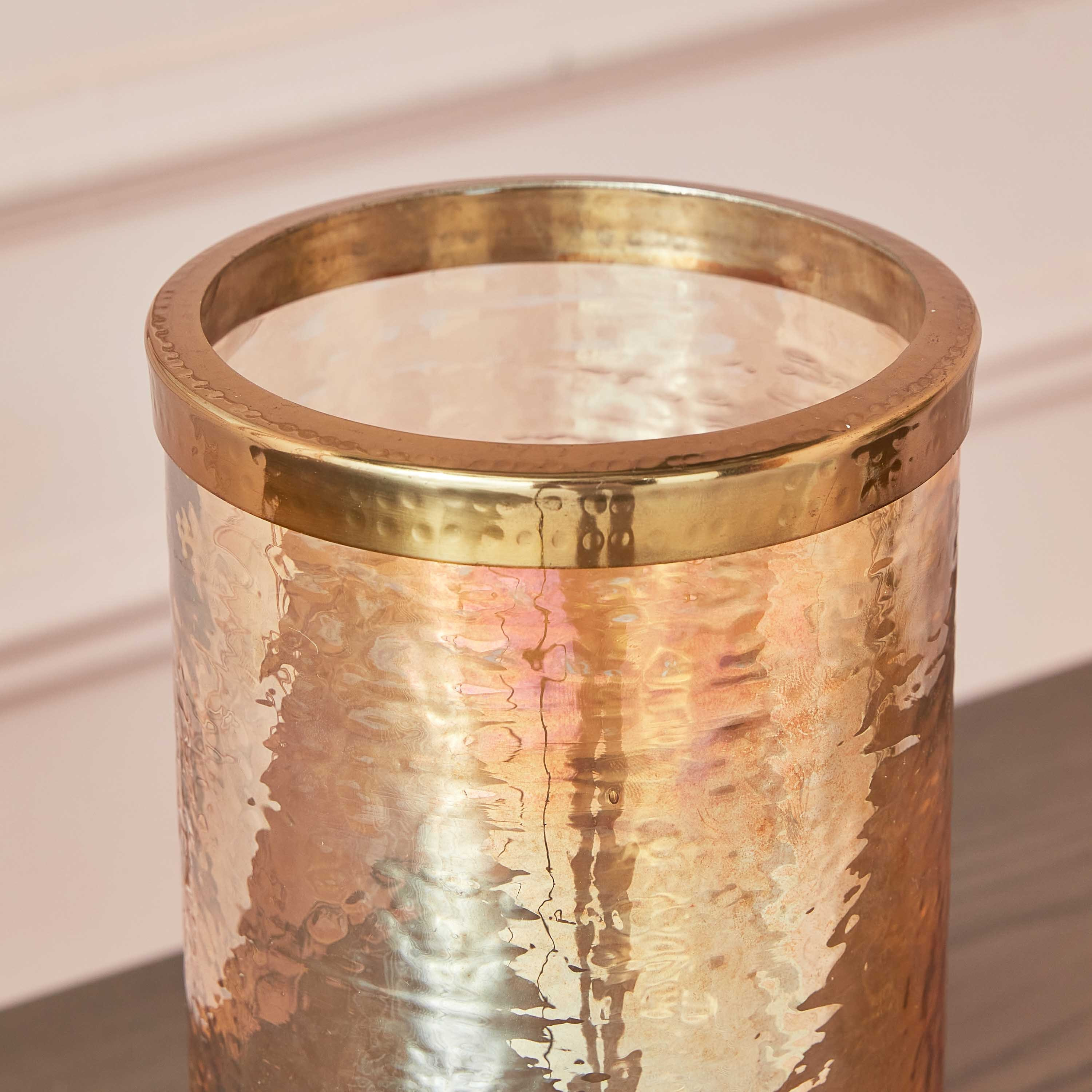 حامل شموع فانوس زجاجي مع حلقة ستيل لوستر من تاجوس - 13x13x30 سم-hbxlivingroom-decorandaccessories-candleholders-image-3