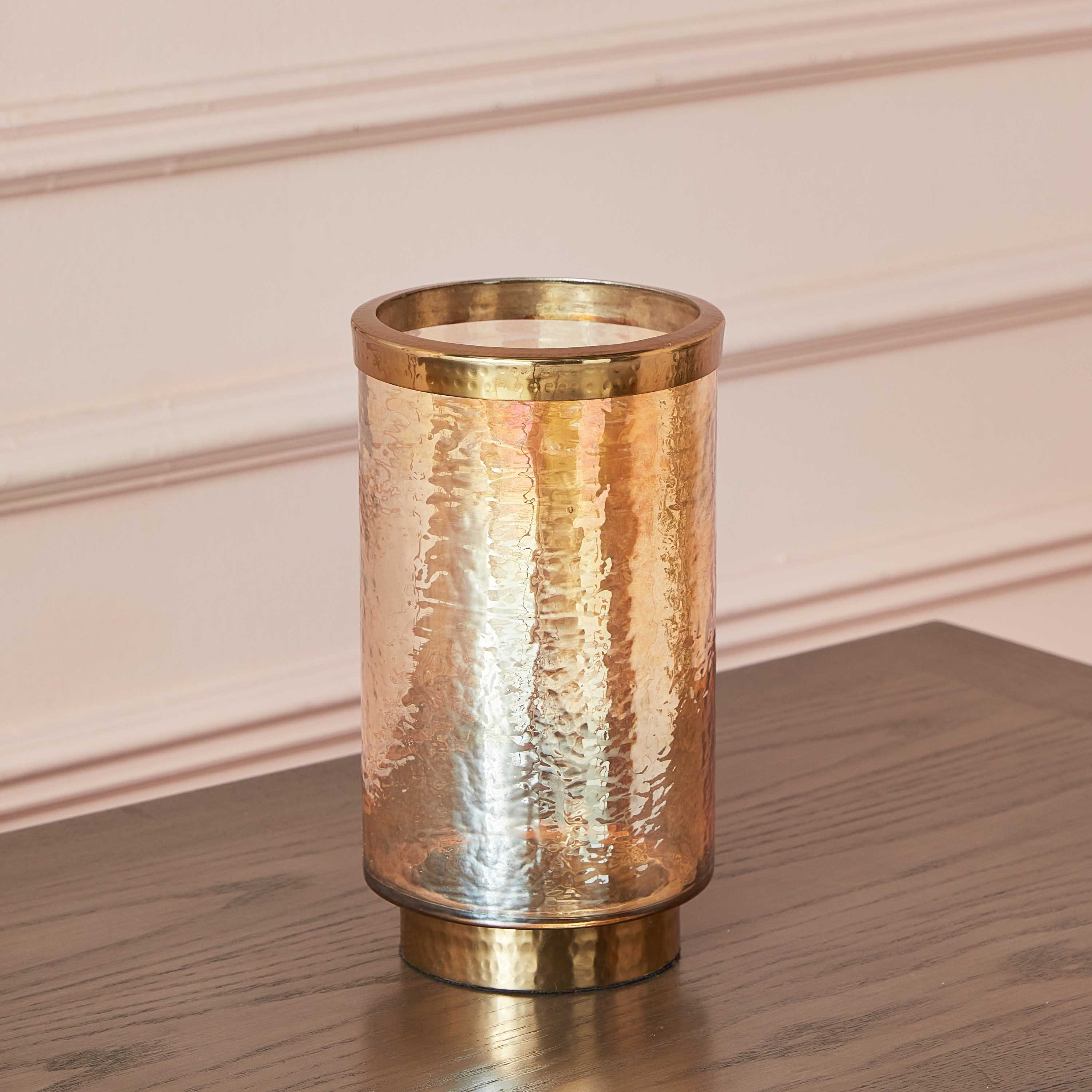 حامل شموع فانوس زجاجي مع حلقة ستيل لوستر من تاجوس - 13x13x23 سم-hbxlivingroom-decorandaccessories-candleholders-image-2