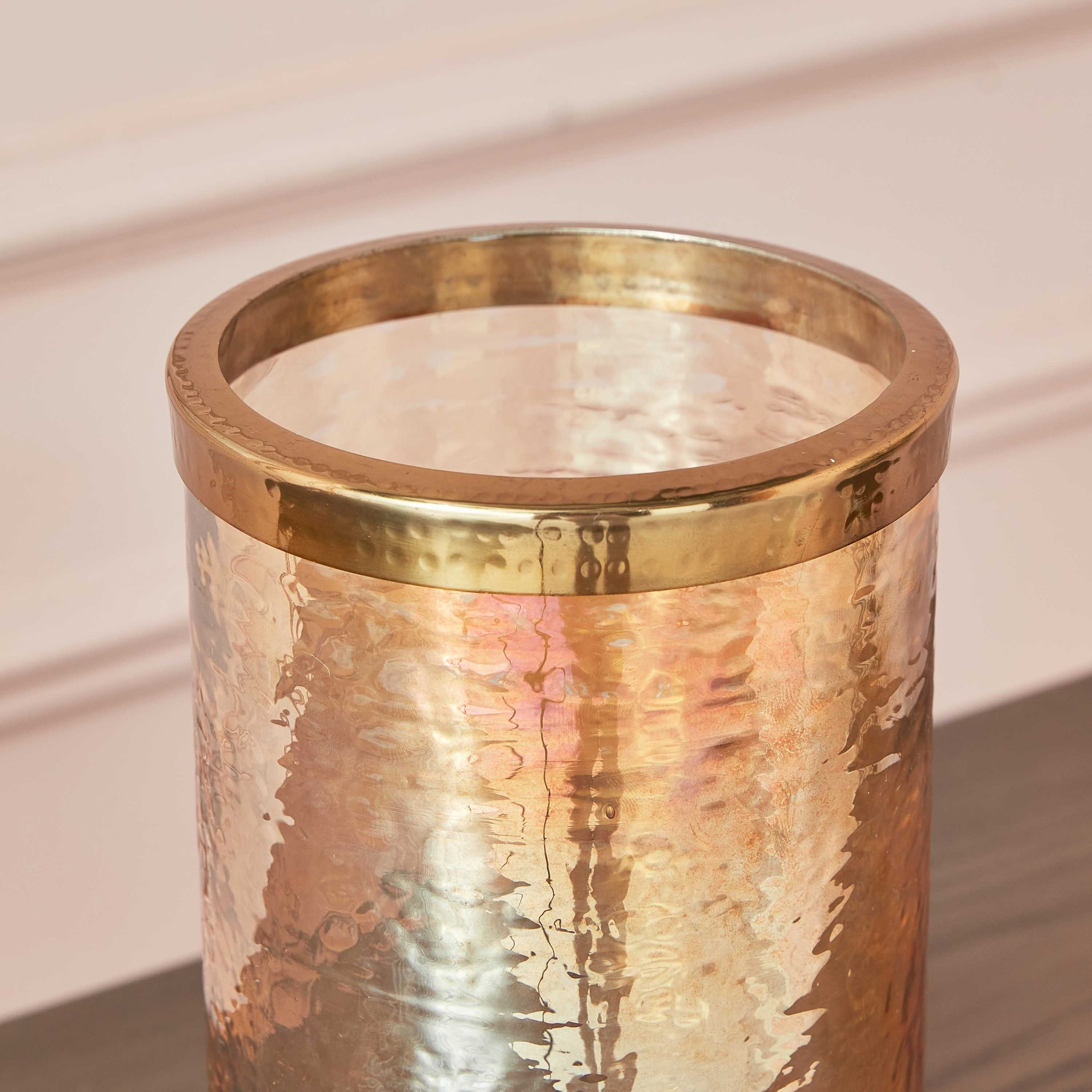 حامل شموع فانوس زجاجي مع حلقة ستيل لوستر من تاجوس - 13x13x23 سم-hbxlivingroom-decorandaccessories-candleholders-image-3