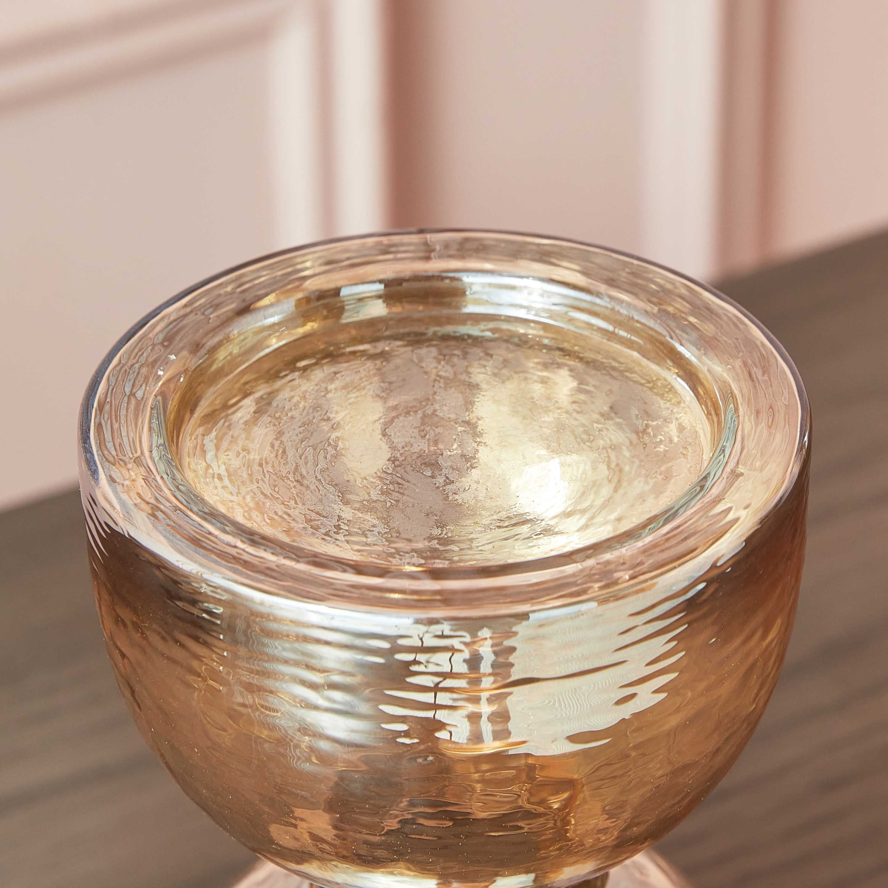 حامل شموع عمودية زجاجي مع حلقة ستيل لوستر من تاجوس - 10x10x18 سم-hbxlivingroom-decorandaccessories-candleholders-image-3