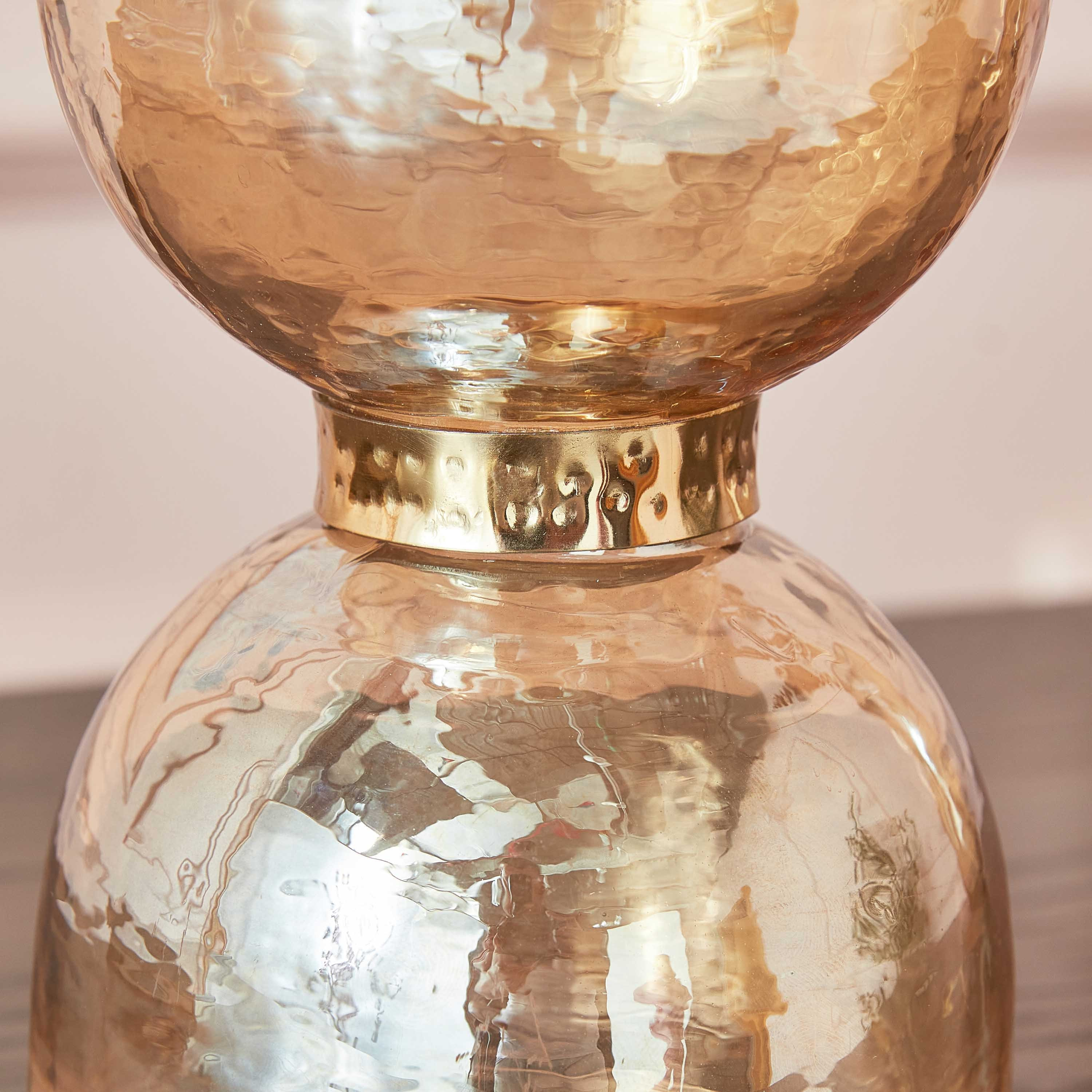 حامل شموع عمودية زجاجي مع حلقة ستيل لوستر من تاجوس - 10x10x18 سم-hbxlivingroom-decorandaccessories-candleholders-image-4