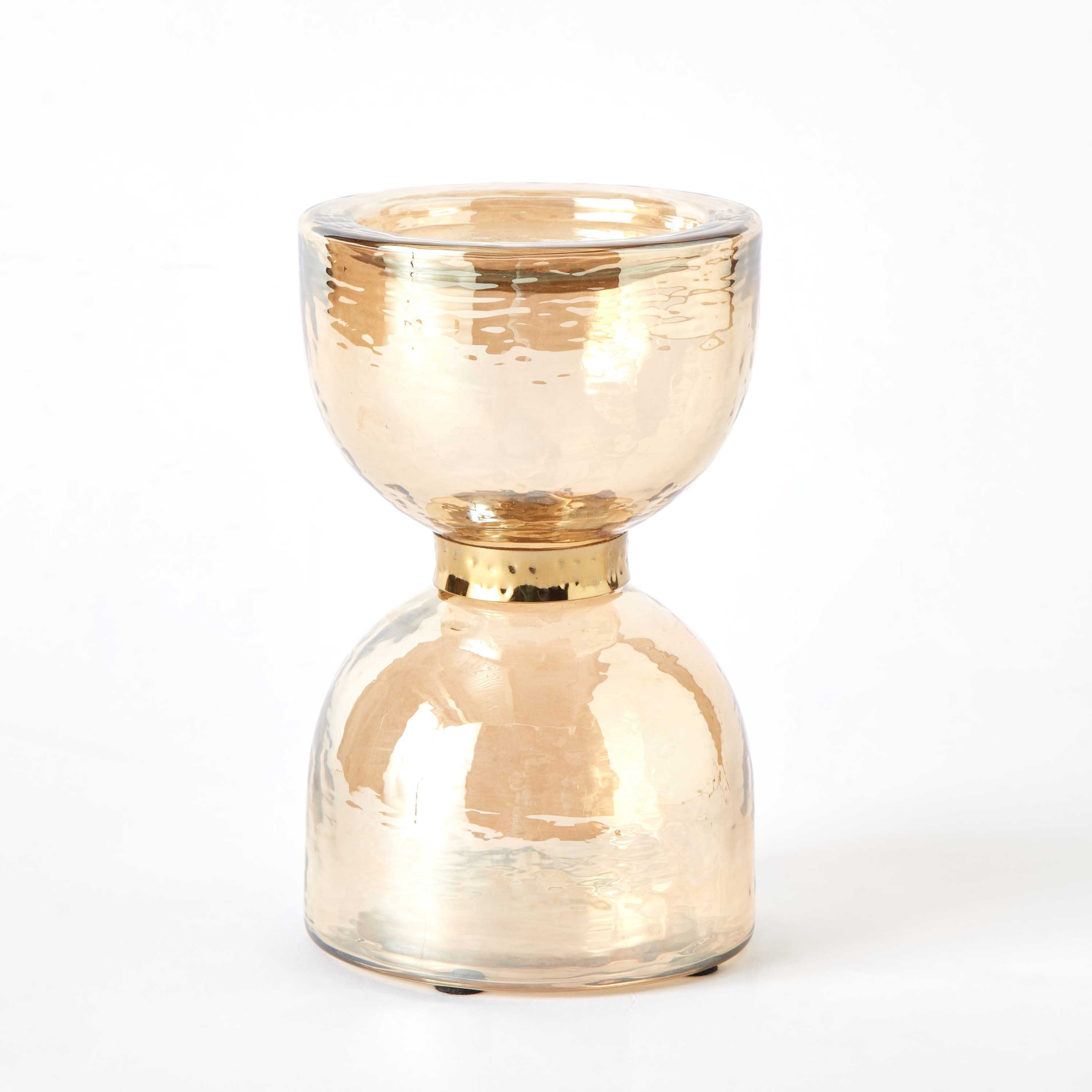 حامل شموع عمودية زجاجي مع حلقة ستيل لوستر من تاجوس - 10x10x18 سم-hbxlivingroom-decorandaccessories-candleholders-image-6