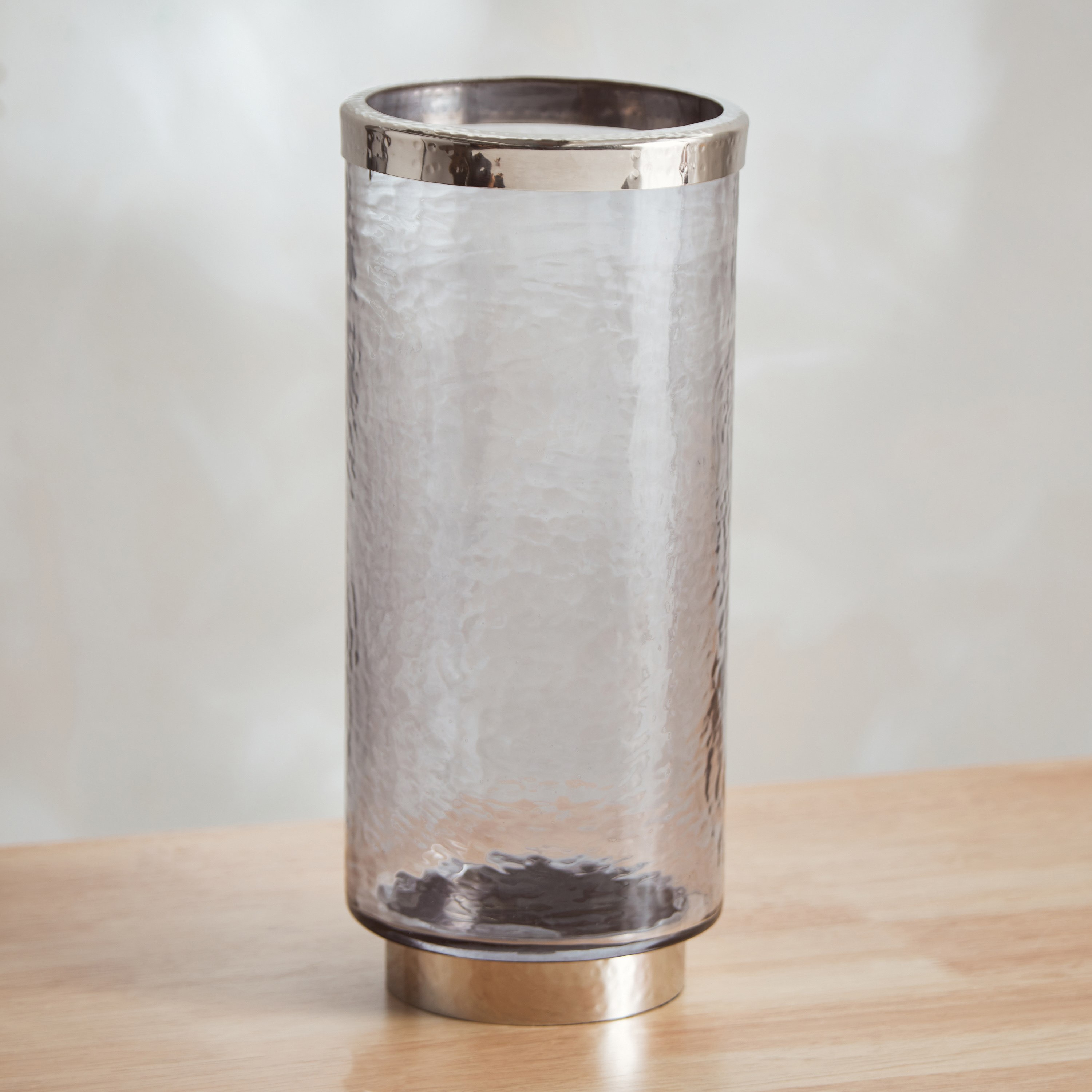 حامل شموع فانوس زجاجي مع حلقة من النيكل ستيل من تاجوس - 13x13x30 سم-hbxlivingroom-decorandaccessories-candleholders-image-2