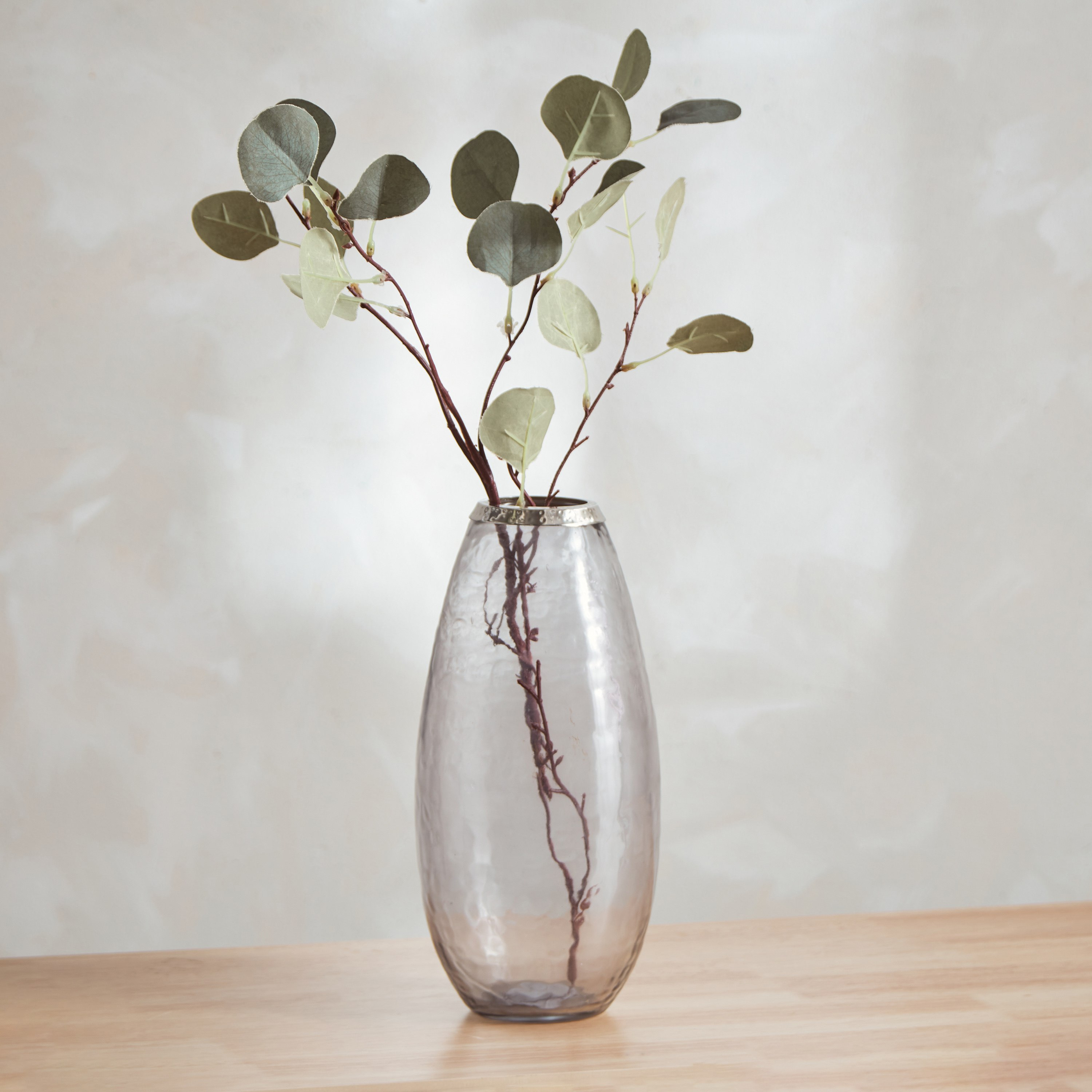 Tagus Glass Vase with Nickel Steel Ring - 15x15x30 cm-hbxhomeware-hbxdecorandfurnishings-image-1