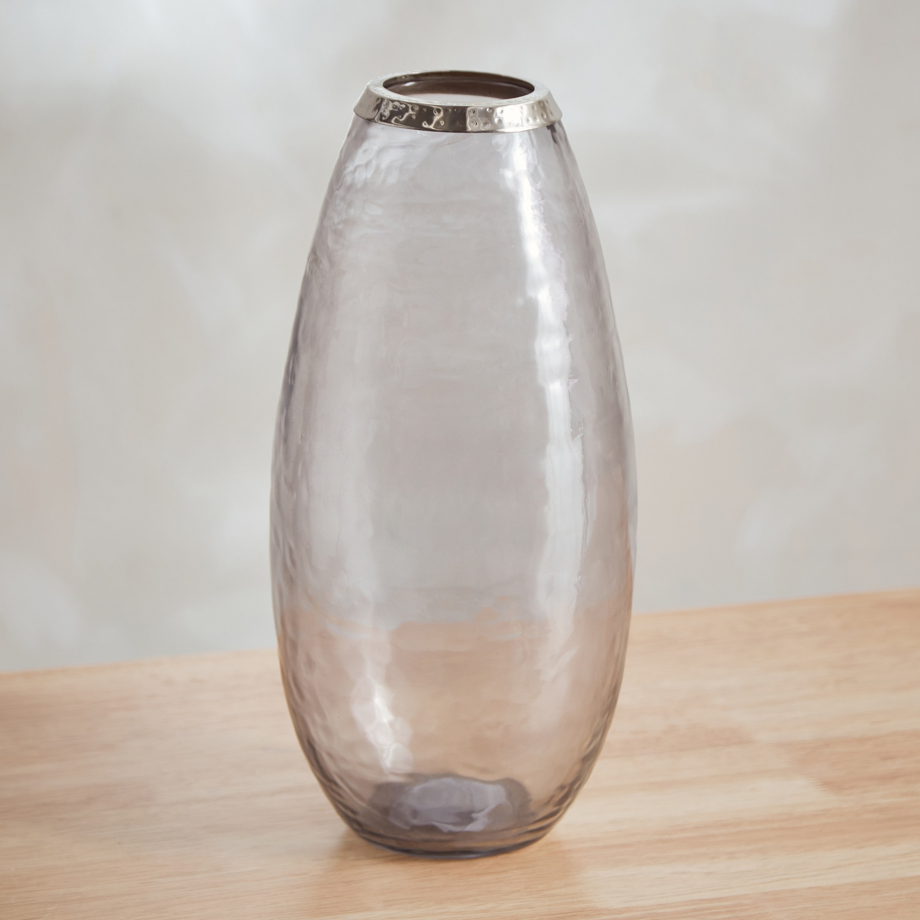 Tagus Glass Vase with Nickel Steel Ring - 15x15x30 cm-hbxhomeware-hbxdecorandfurnishings-image-2