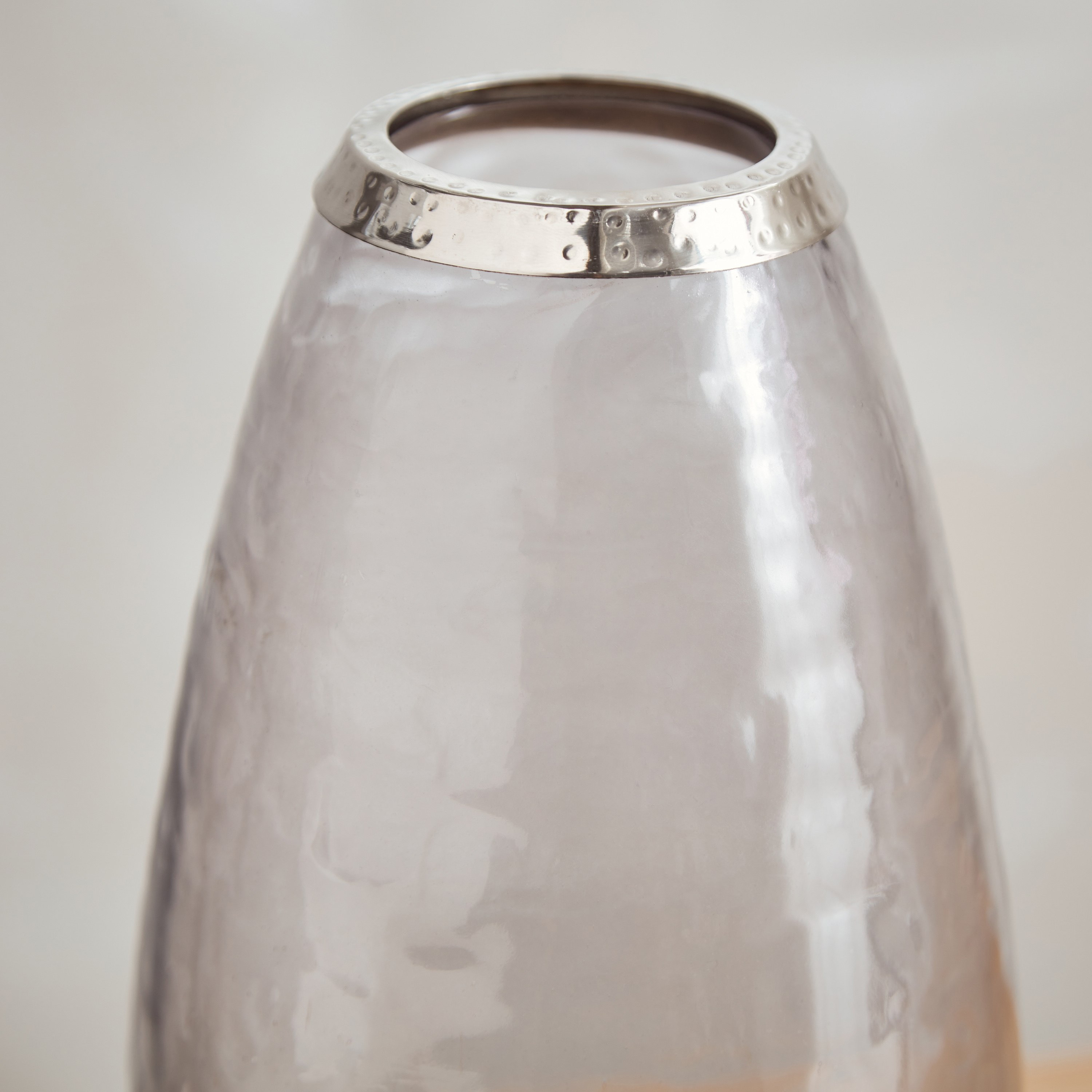 Tagus Glass Vase with Nickel Steel Ring - 15x15x30 cm-hbxhomeware-hbxdecorandfurnishings-image-3