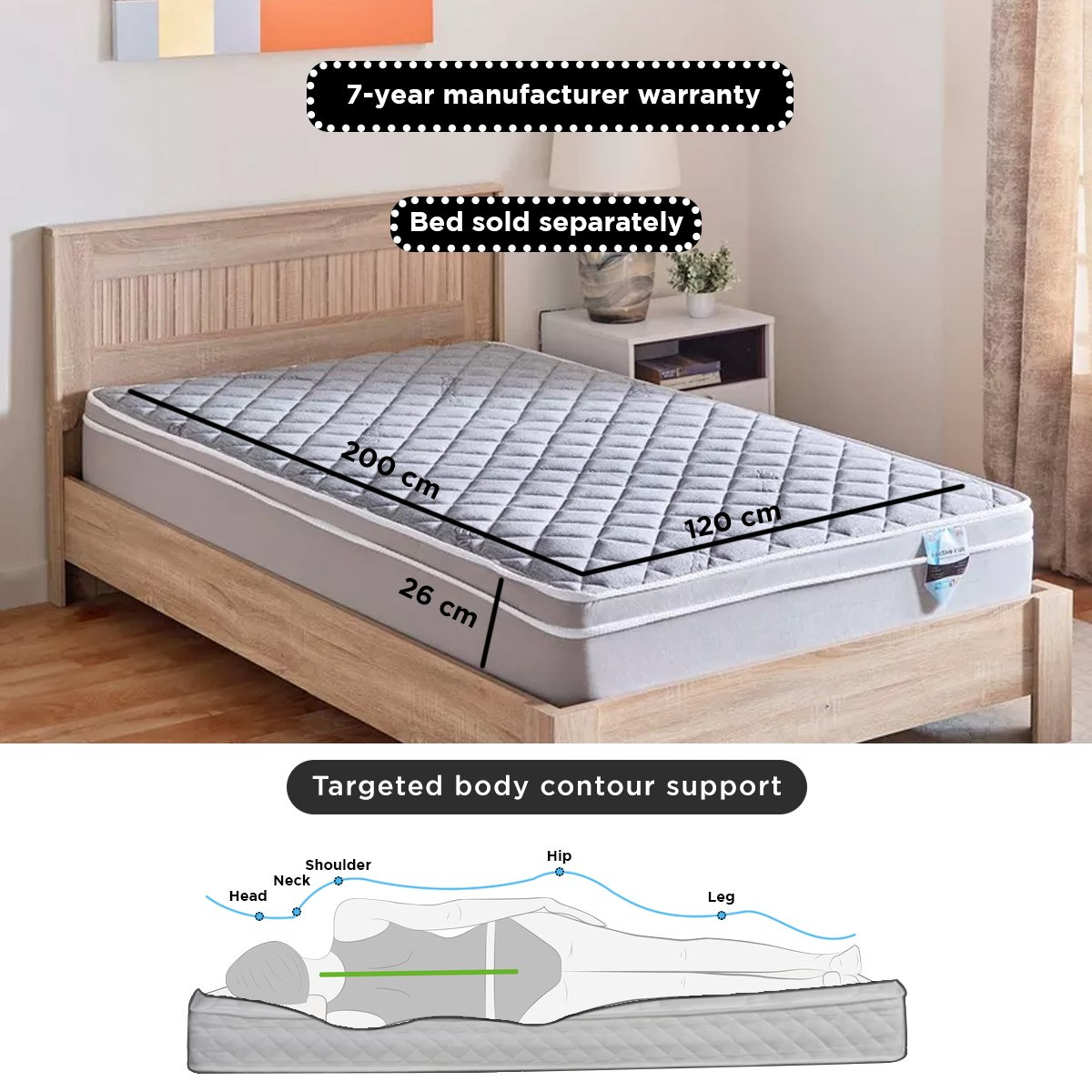 مرتبة توين قماش موصل بنوابض جيبية من سليب لوكس آي أكتيف بلس - 120x200x26 سم-hbxfurniture-mattresses-twin-image-14