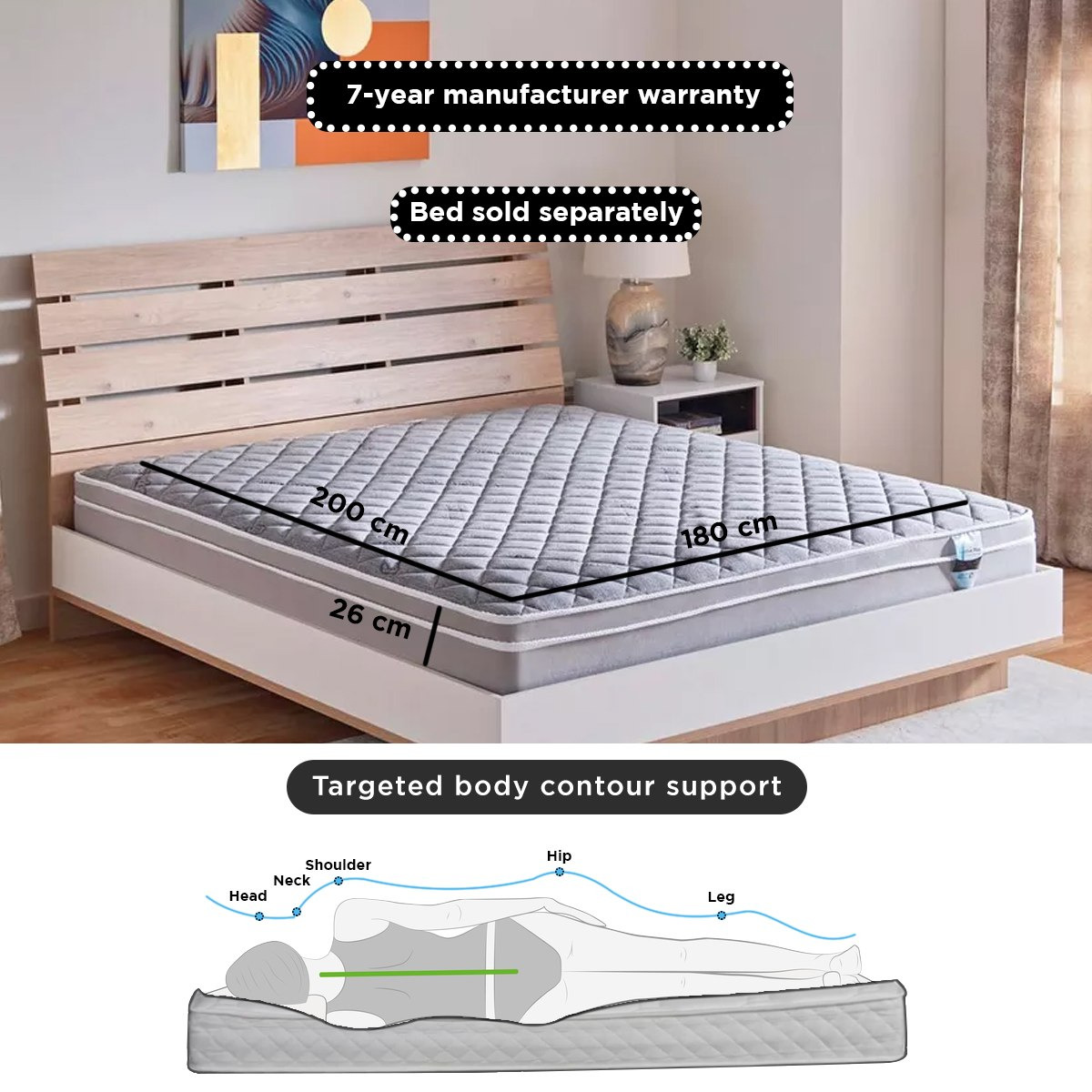 مرتبة كينج قماش موصل بنوابض جيبية من سليب لوكس آي أكتيف بلس - 180x200x26 سم-hbxfurniture-mattresses-king-image-15
