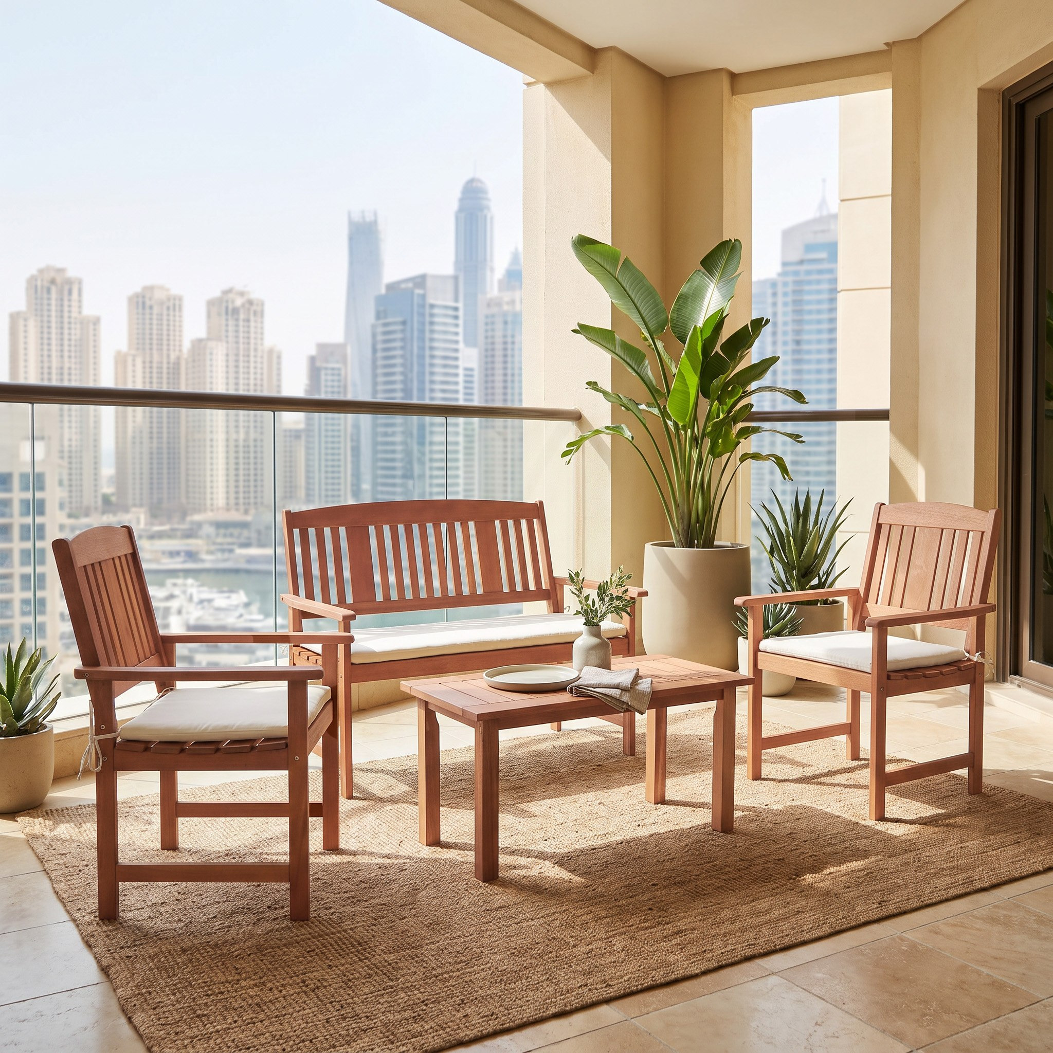 طقم كنب للجلسات الخارجية 2+1+1 مقاعد مع طاولة قهوة ووسائد مقعد من فيرا باهاما-hbxfurniture-livingroom-sofasandsofasets-image-1