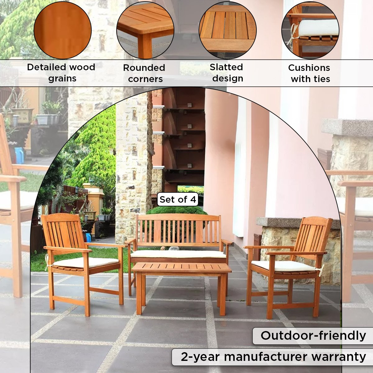 Vera Bahama 2+1+1 Seater Outdoor Sofa Set with Coffee Table and Seat Cushions-hbxfurniture-livingroom-sofasandsofasets-image-4