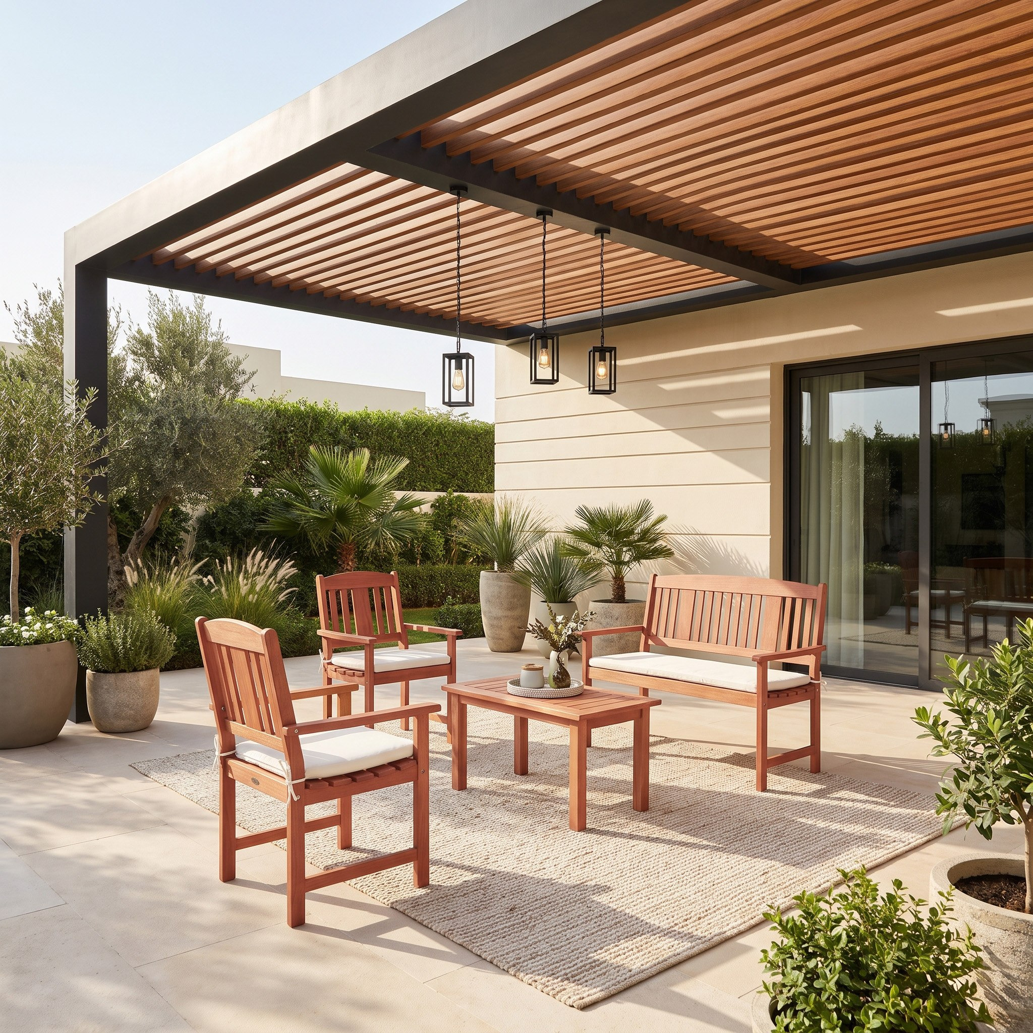 طقم كنب للجلسات الخارجية 2+1+1 مقاعد مع طاولة قهوة ووسائد مقعد من فيرا باهاما-hbxfurniture-livingroom-sofasandsofasets-image-2
