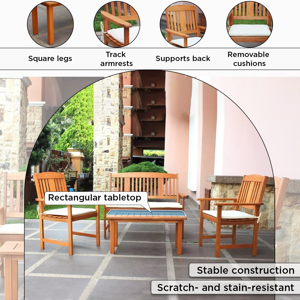 Vera Bahama 2+1+1 Seater Outdoor Sofa Set with Coffee Table and Seat Cushions-hbxfurniture-livingroom-sofasandsofasets-image-5