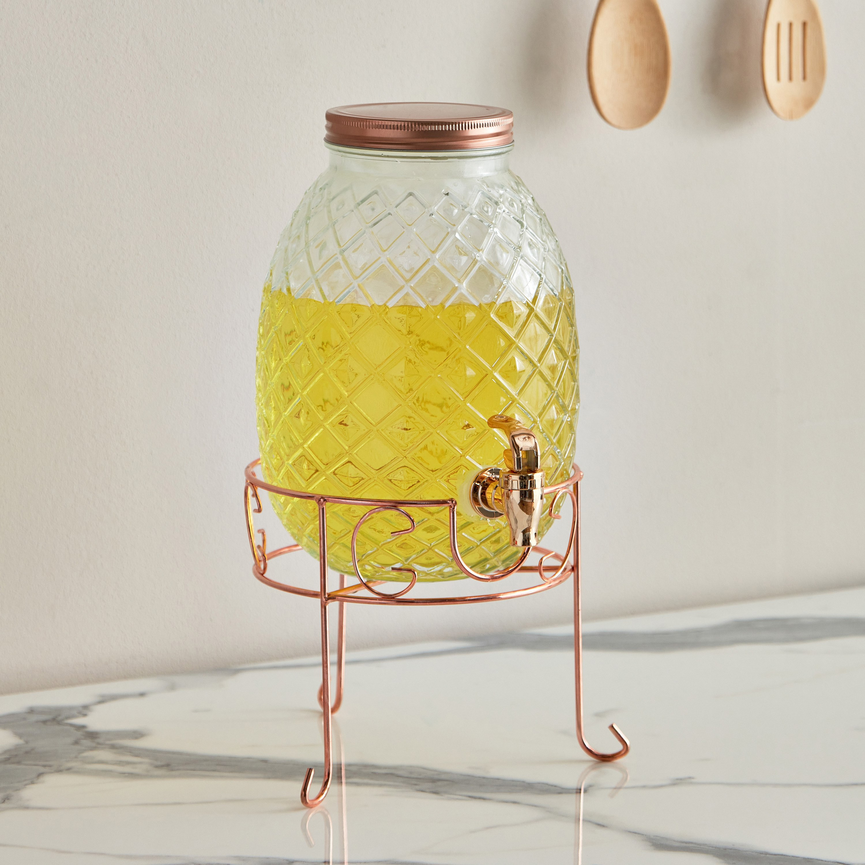 موزع مشروبات زجاجي بتصميم أناناس مع حامل من أميتي - 4 لتر-hbxhomeware-hbxkitchen-image-1