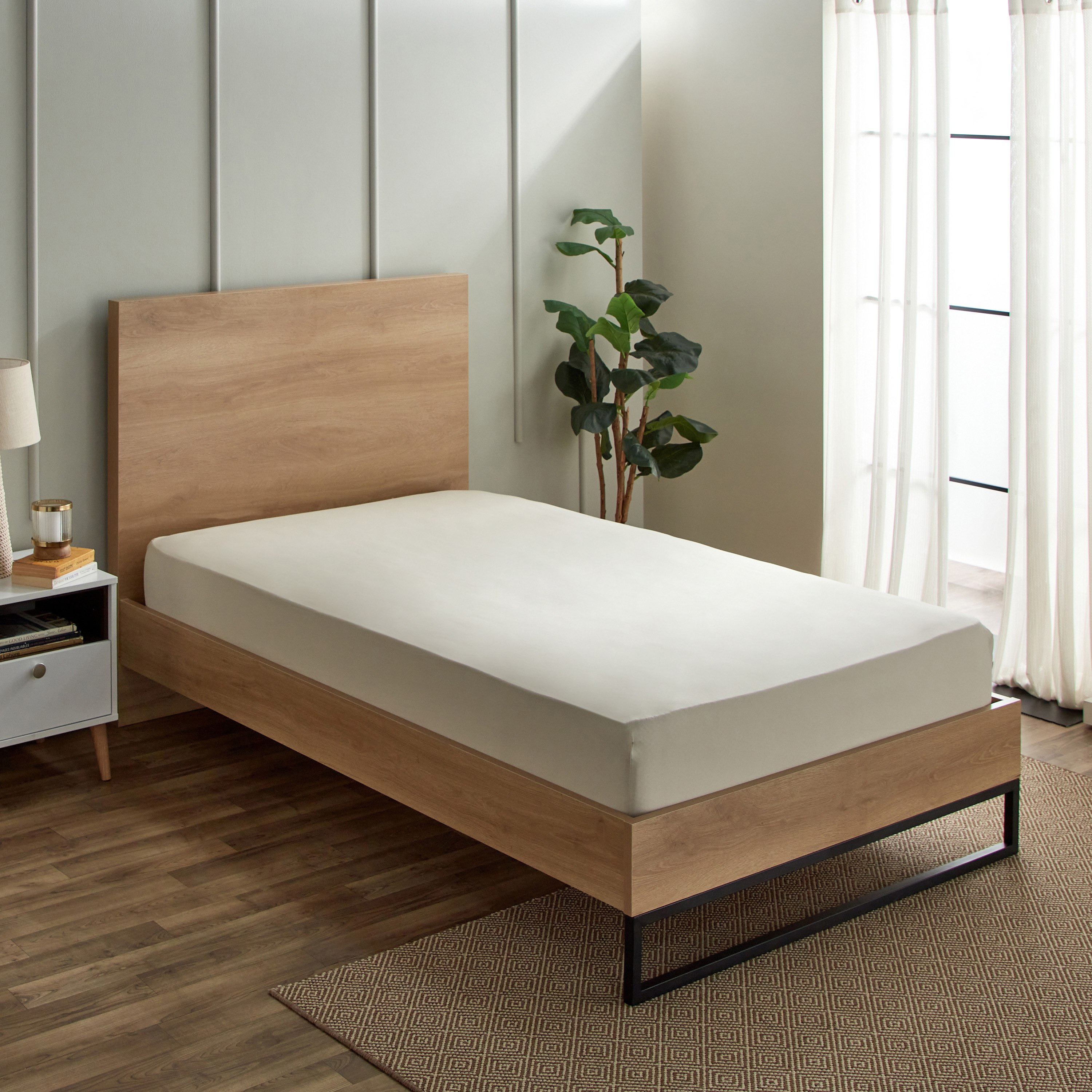 شرشف مطاطي فردي سادة من الألياف الدقيقة من ديربي - 90x190+20 سم-hbxhomeware-hbxbedroom-image-1