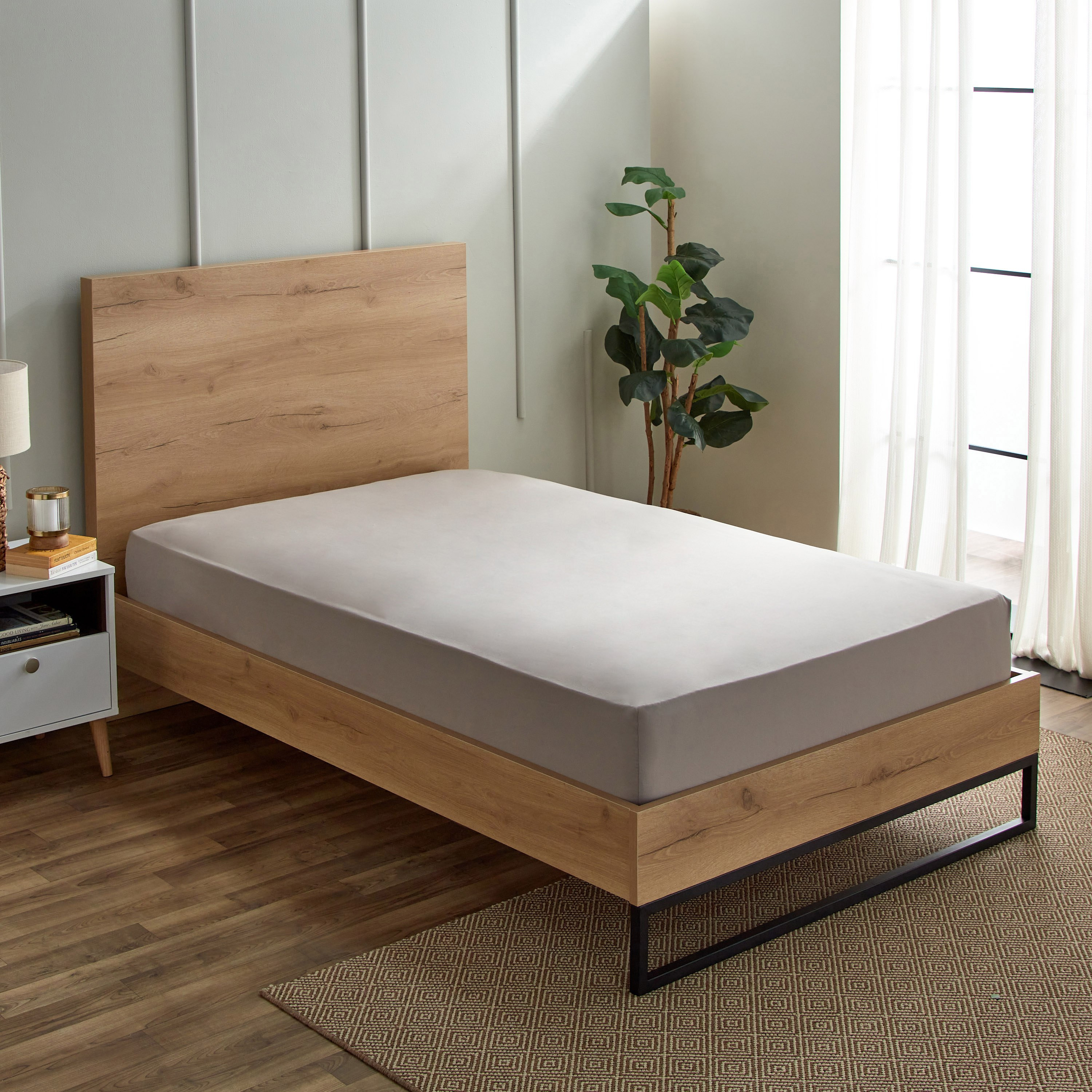 شرشف مطاطي توين سادة من الألياف الدقيقة من ديربي - 120x200+25 سم-hbxhomeware-hbxbedroom-image-1