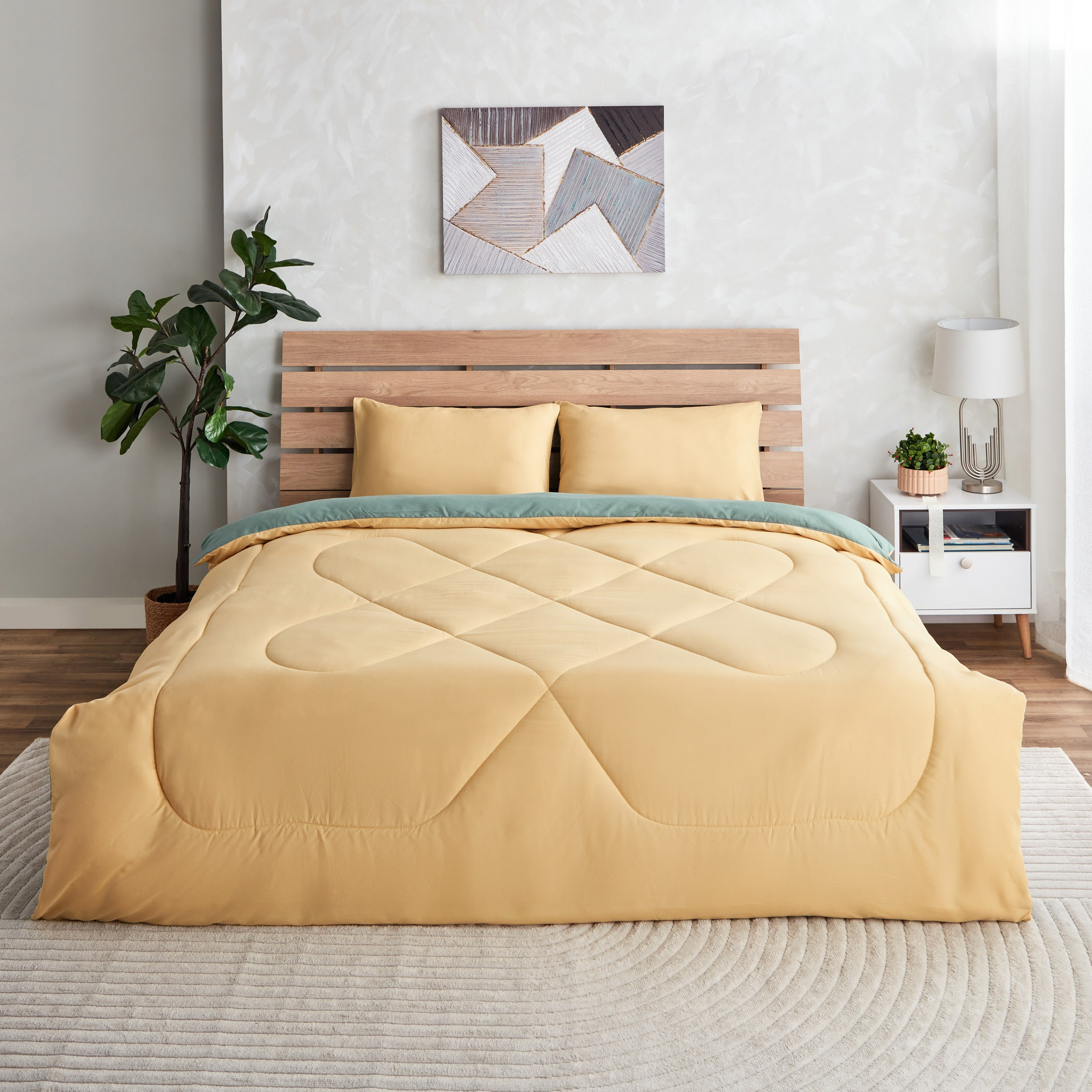 Mustard yellow deals comforter set queen