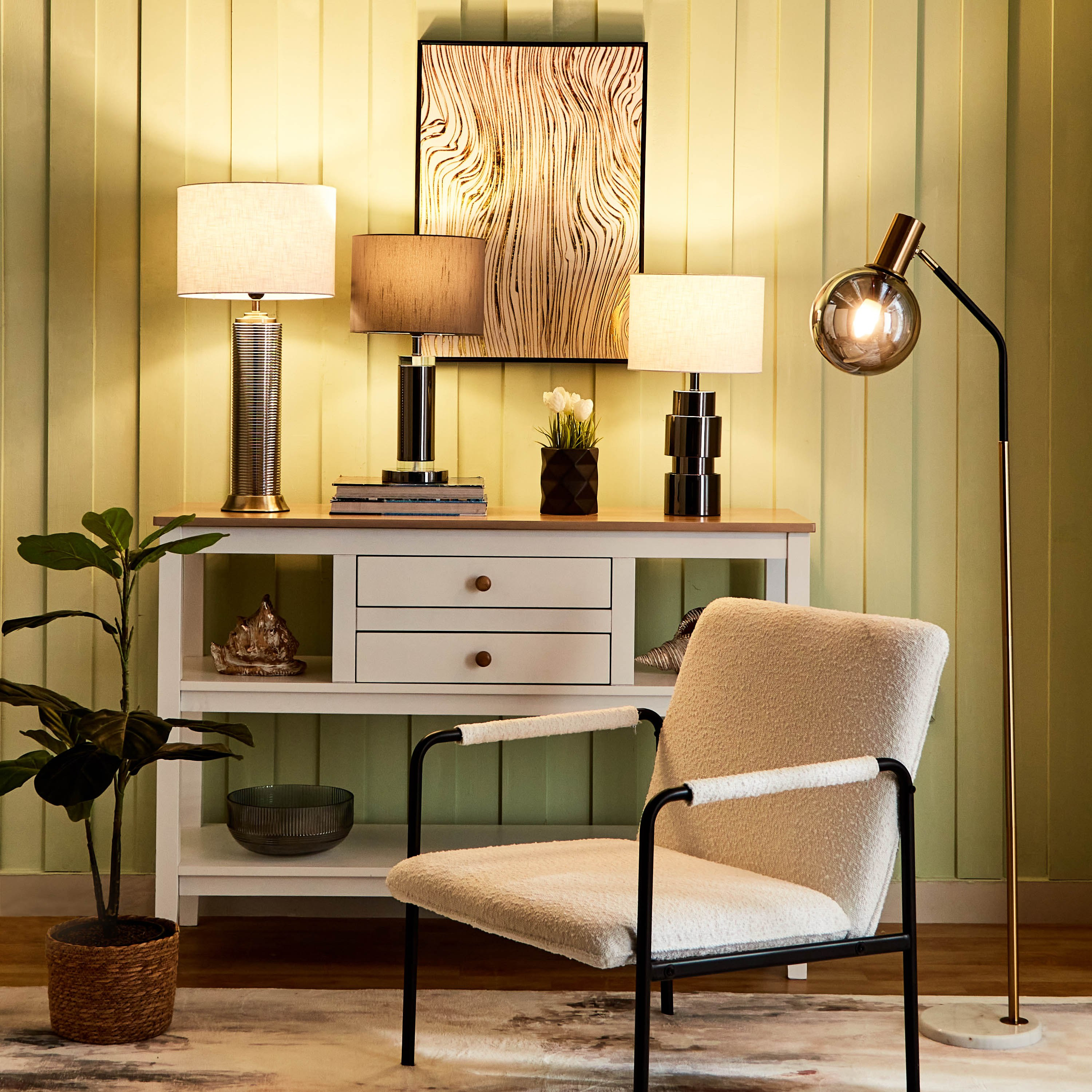 مصباح طاولة معدن بغطاء كتان من دنفر - 28x28x51 سم-hbxlivingroom-lighting-tablelamps-image-5