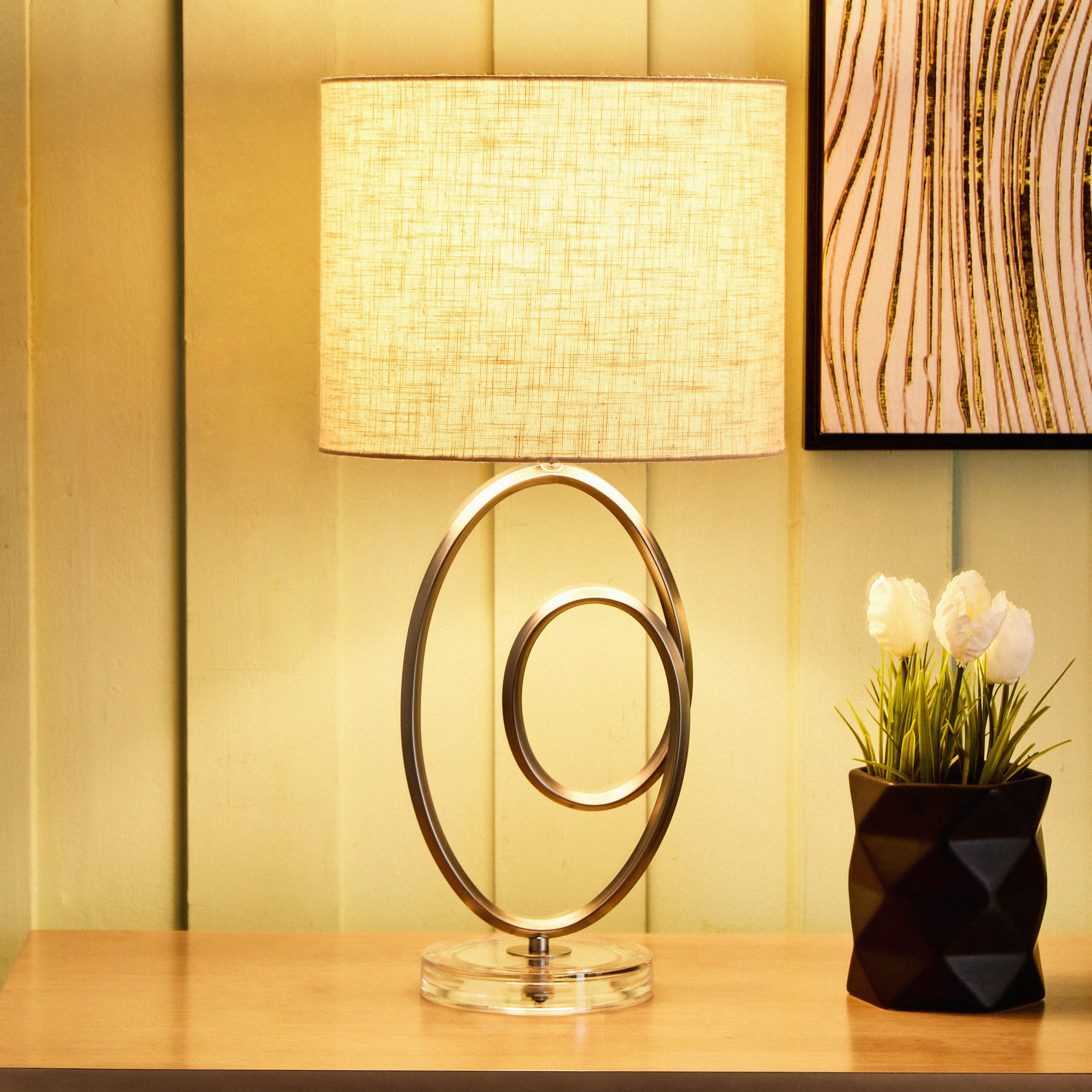 مصباح طاولة معدني بغطاء من دنفر - 28x28x55 سم-hbxlivingroom-lighting-tablelamps-image-2