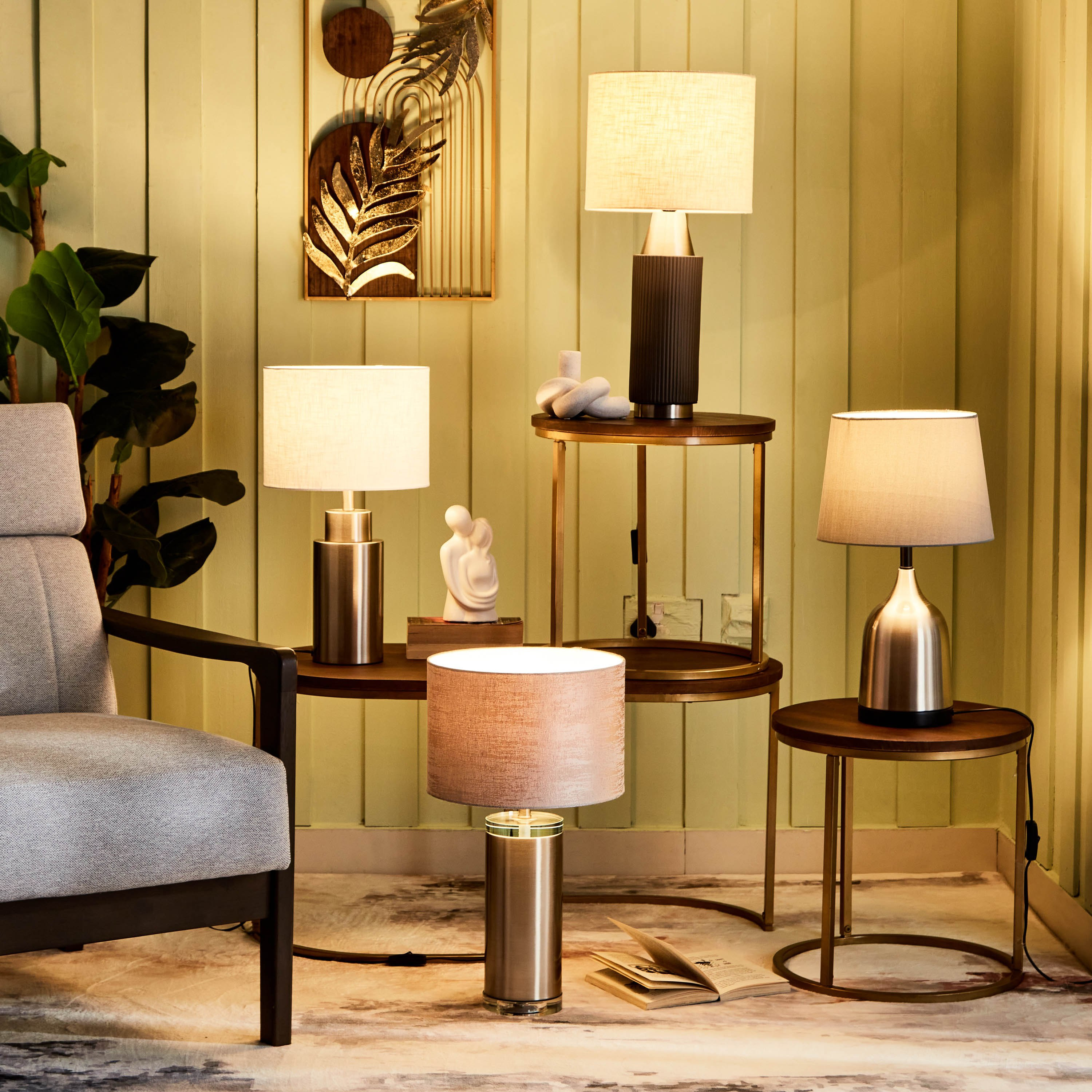 مصباح طاولة معدن وكريستال من دنفر - 30x30x54 سم-hbxlivingroom-lighting-tablelamps-image-5