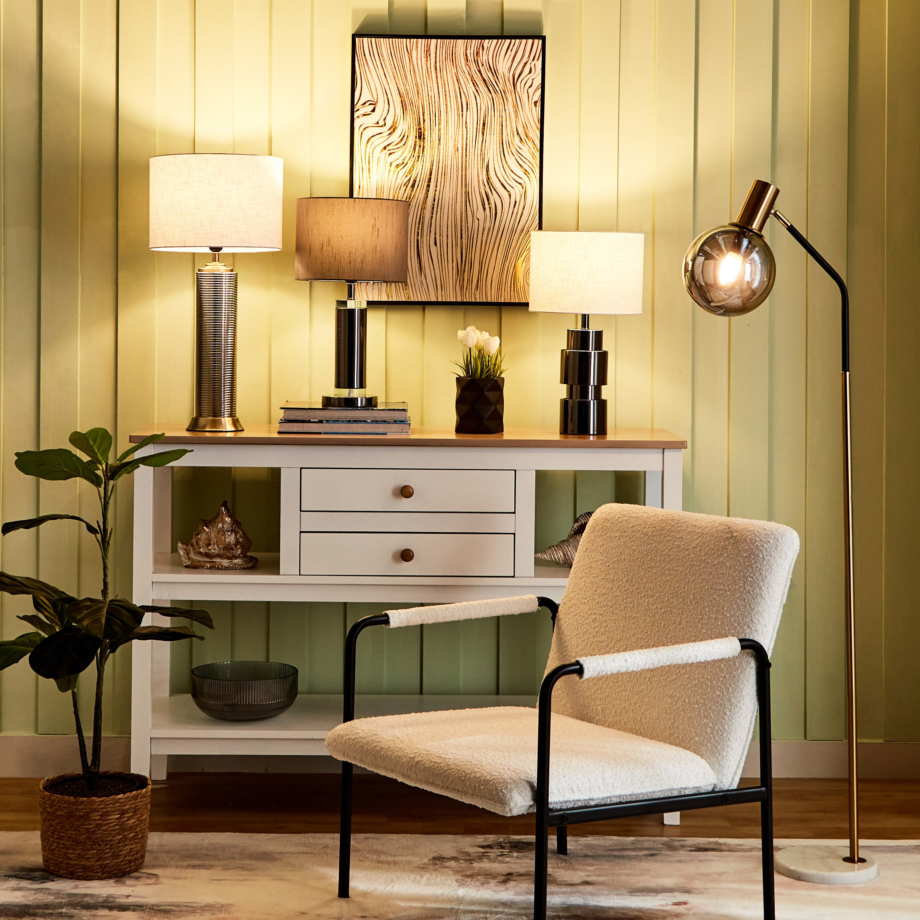 مصباح طاولة معدن بغطاء كتان من دنفر - 28x50 سم-hbxlivingroom-lighting-tablelamps-image-5