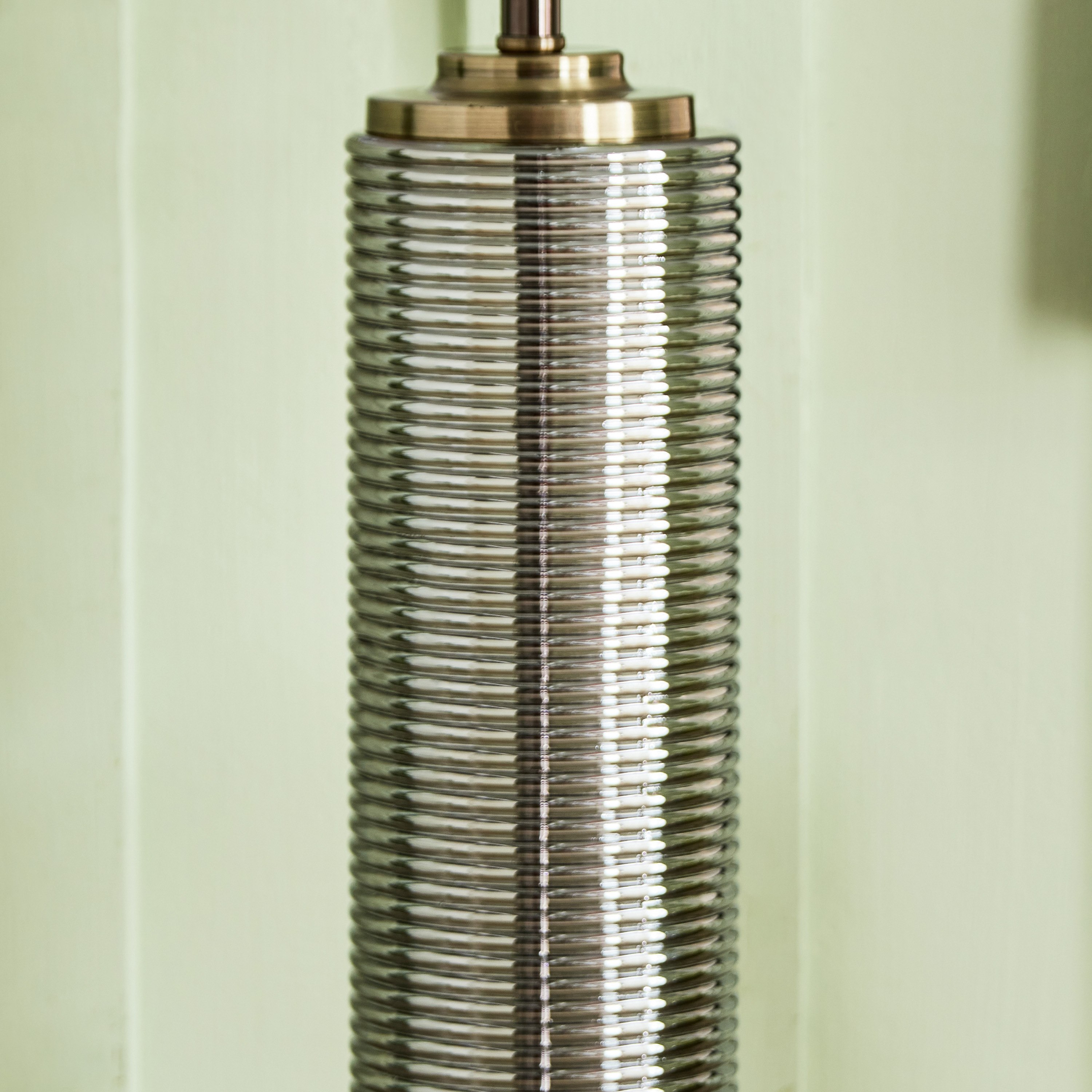 Denver Ribbed Glass Table Lamp with Linen Shade - 33x33x66 cm-hbxlivingroom-lighting-tablelamps-image-3
