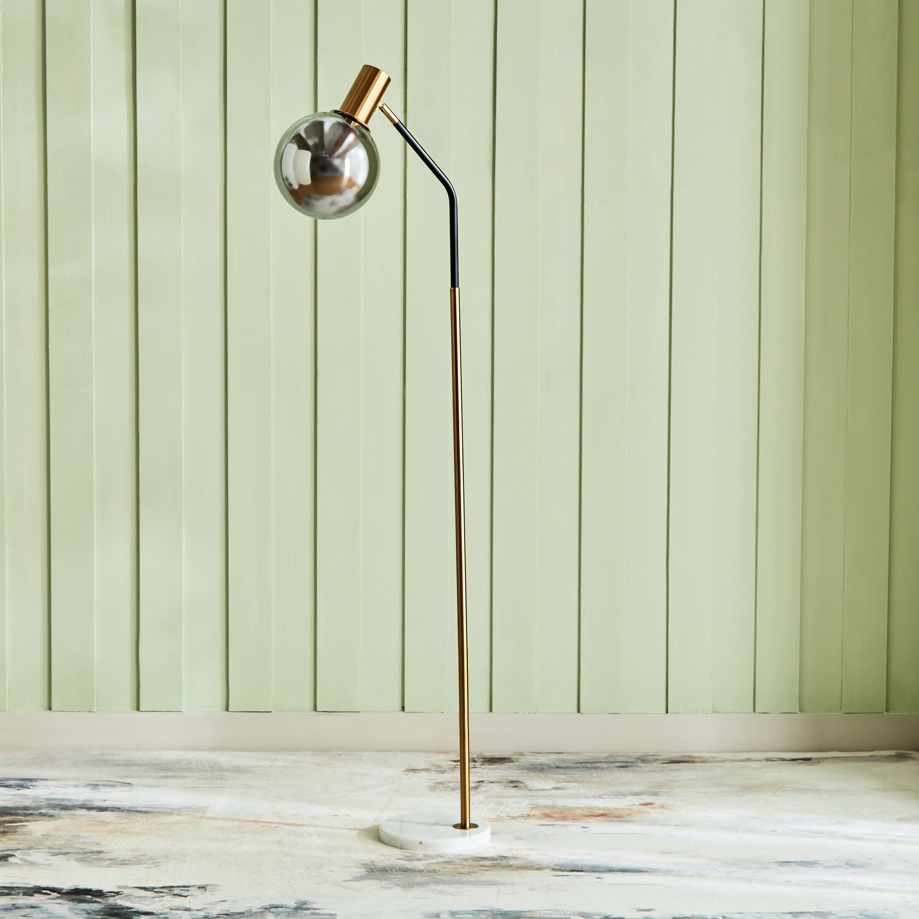 مصباح أرضي معدن بقاعدة رخام وغطاء زجاج من دنفر - 147 سم-hbxhomeware-hbxdecorandfurnishings-image-2