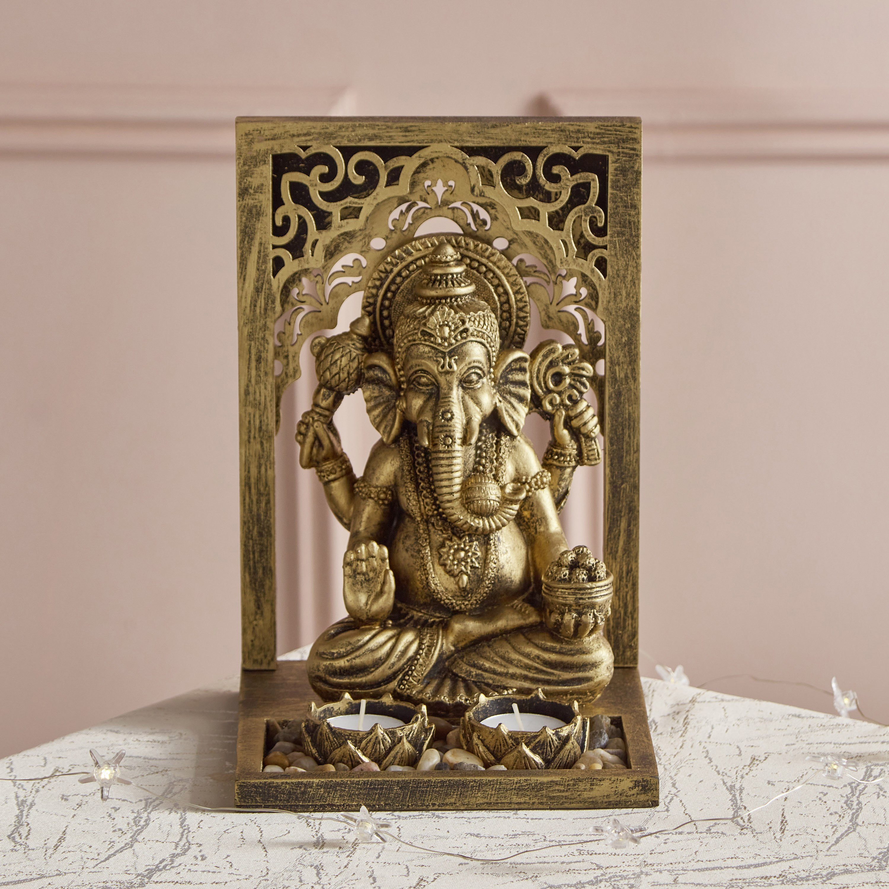 قطعة ديكور بـ2 حامل شموع صغيرة من ديكسي غانيشا  - 16x16x23 سم-hbxlivingroom-decorandaccessories-candleholders-image-2