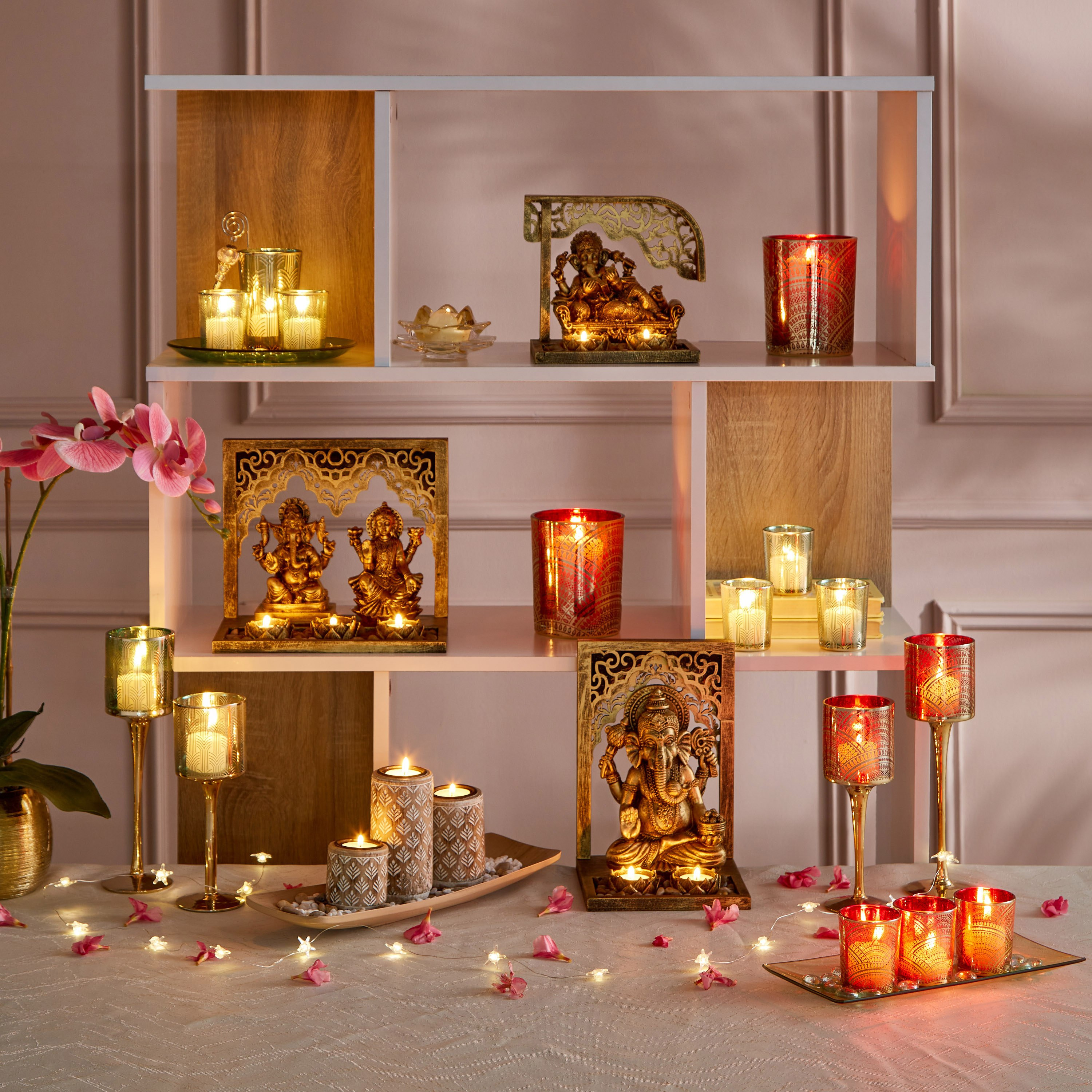 قطعة ديكور بـ2 حامل شموع صغيرة من ديكسي غانيشا  - 16x16x23 سم-hbxlivingroom-decorandaccessories-candleholders-image-5