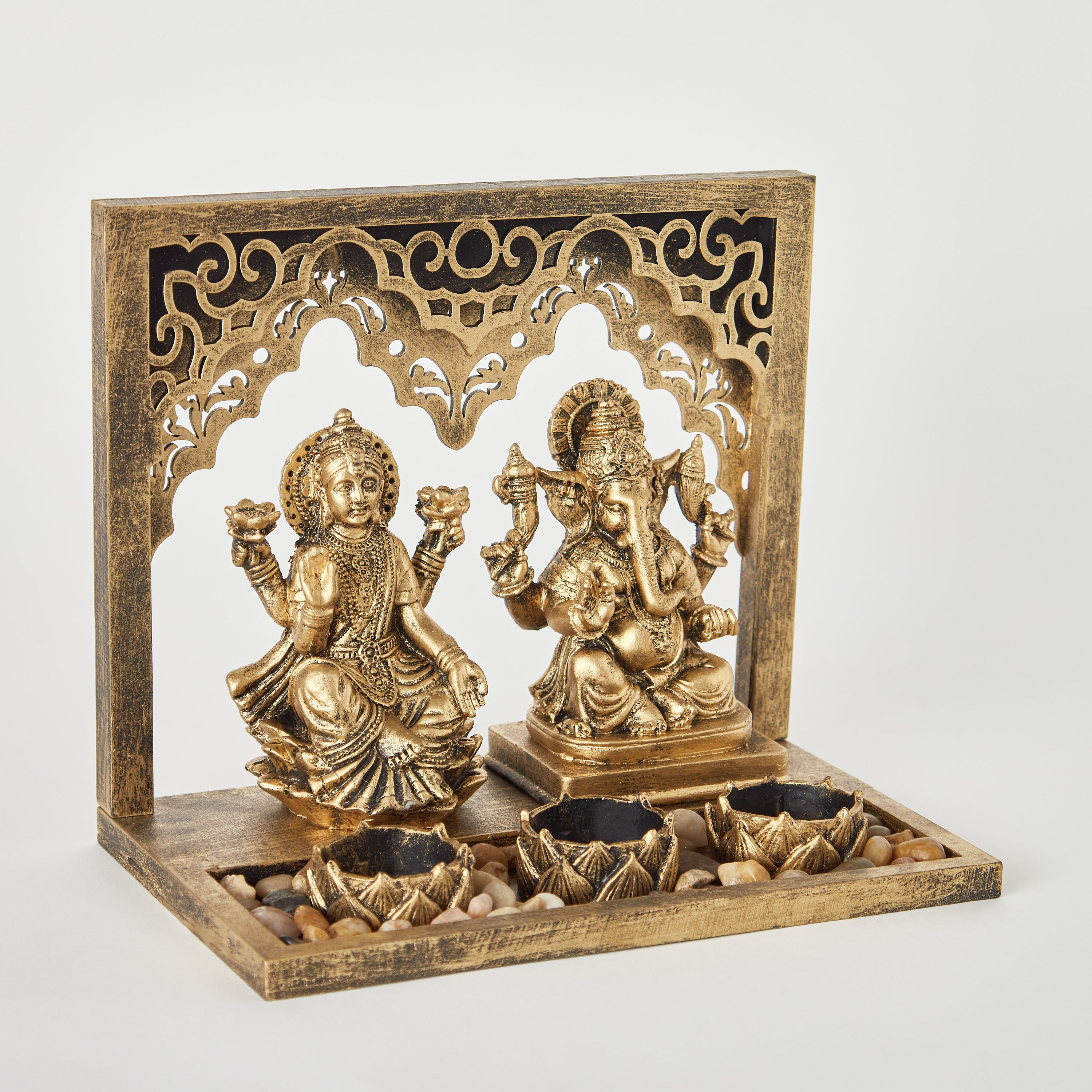 قطعة ديكور بـ 3 حاملات شموع صغيرة من ديكسي غانيشا - 24x15x20.5 سم-hbxlivingroom-decorandaccessories-candleholders-image-6
