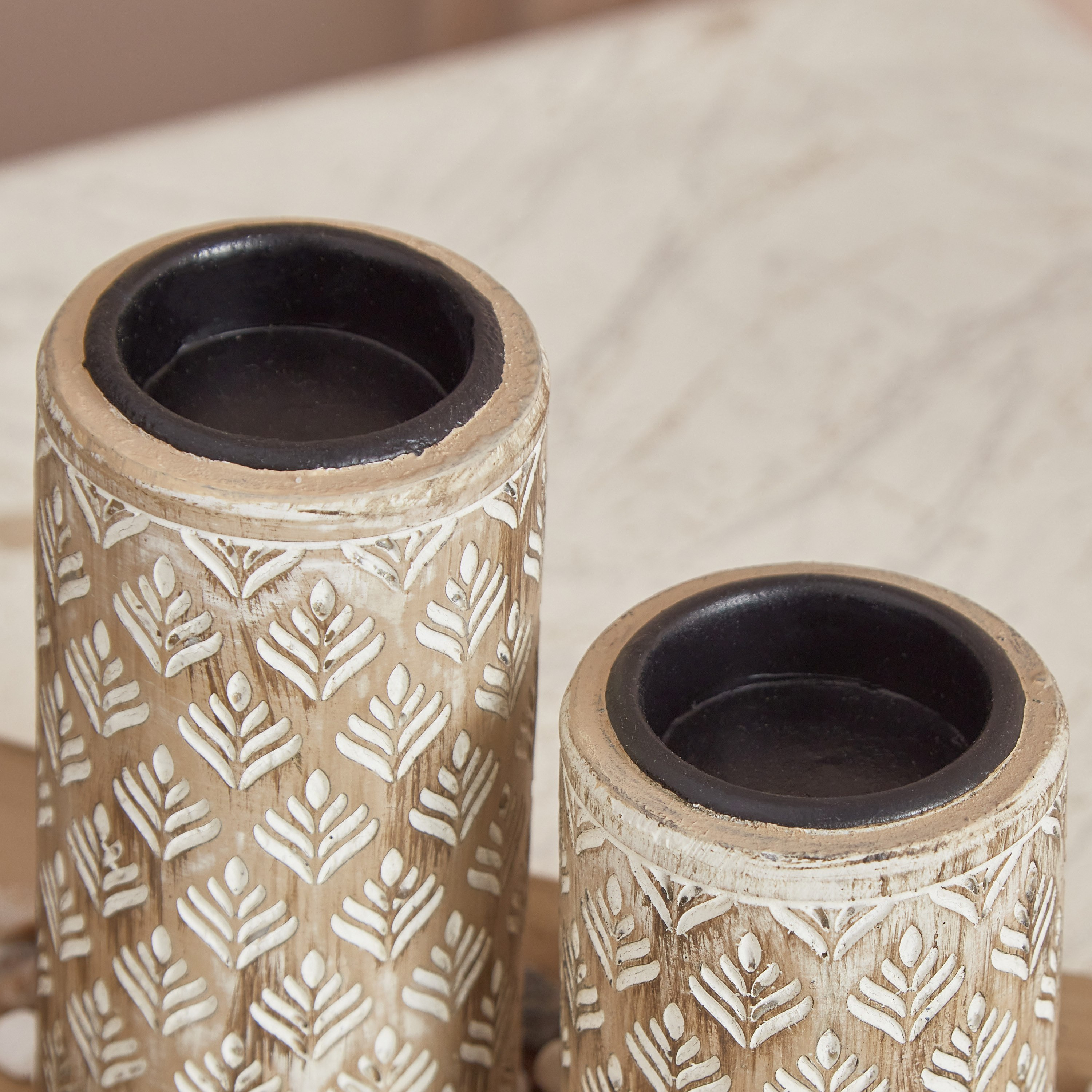 طقم حامل شموع صغيرة خشب 3 قطع مع صينية من ديكسي - 34x10.5x3 سم-hbxlivingroom-decorandaccessories-candleholders-image-3